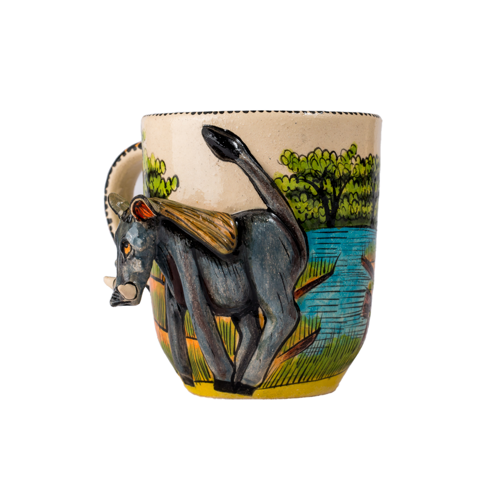 3D Hand Painted Ceramic Warthog Mug