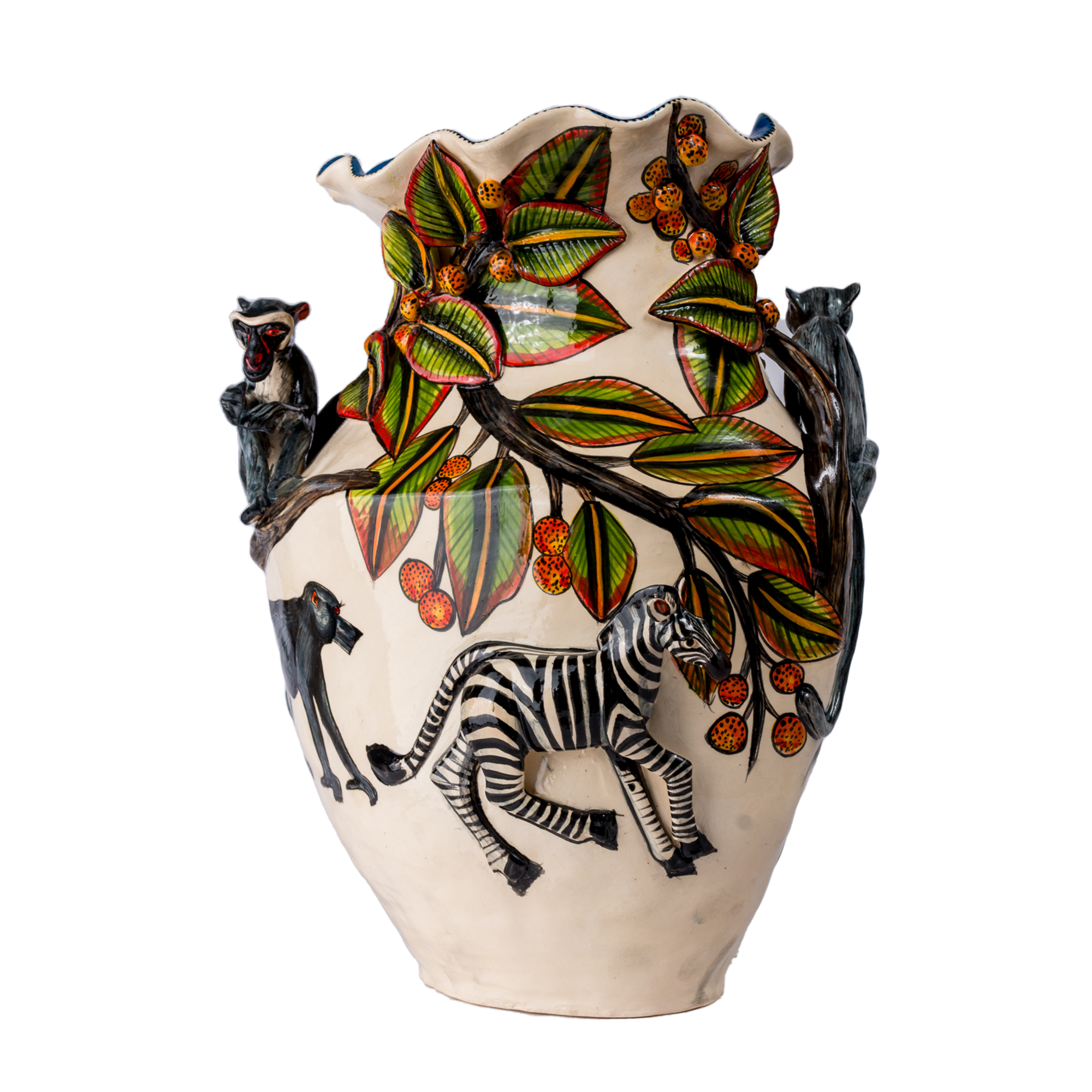 The Troops - Large Hand Painted 3D Ceramic Vase