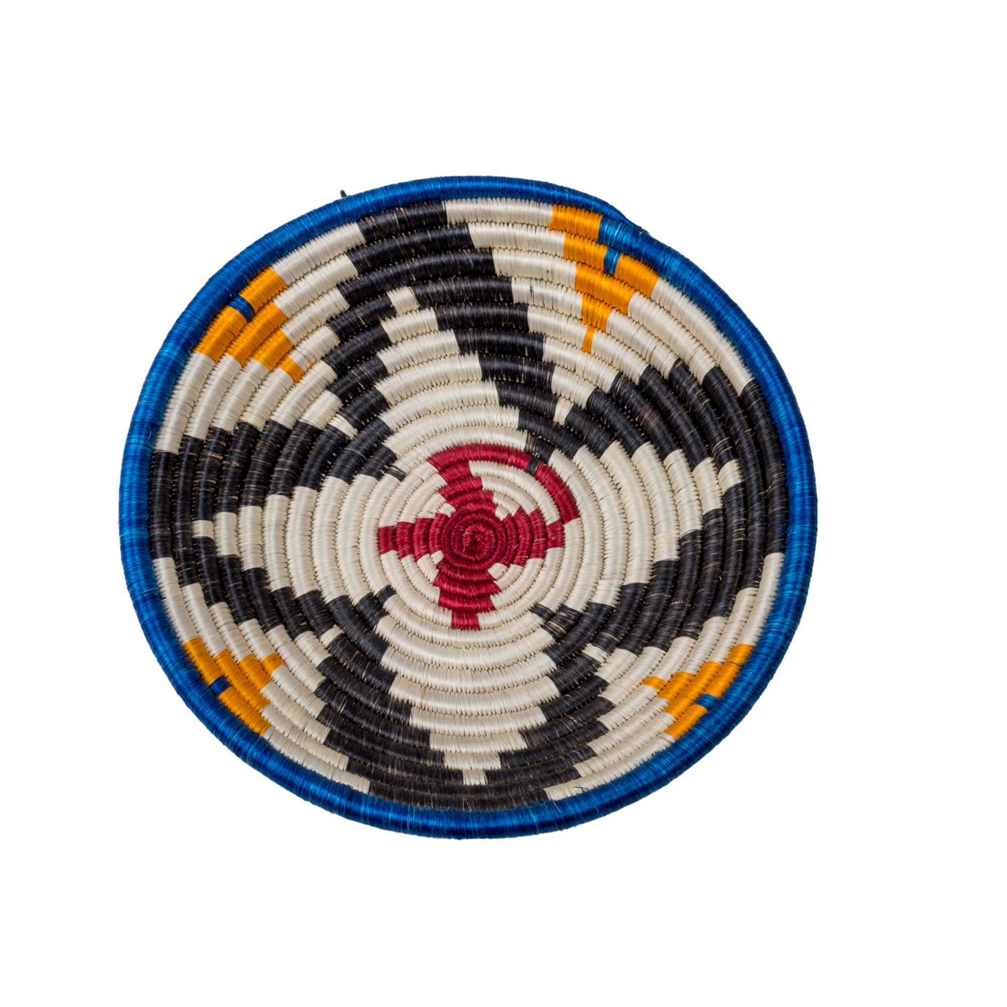 Large Handwoven Rwandan Basket - Colourful Patterns (28cm)