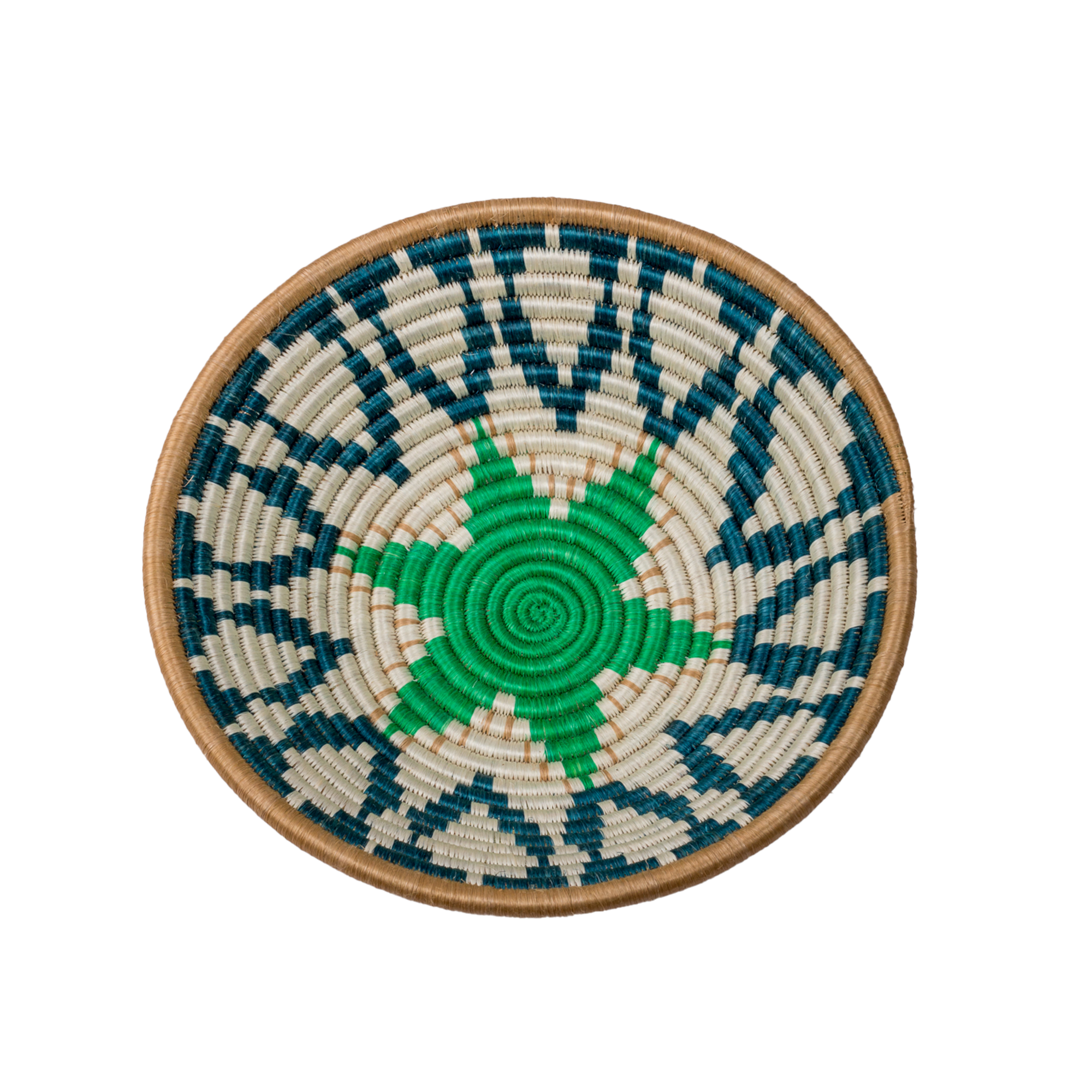 Large Handwoven Rwandan Basket - Colourful Patterns (28cm)