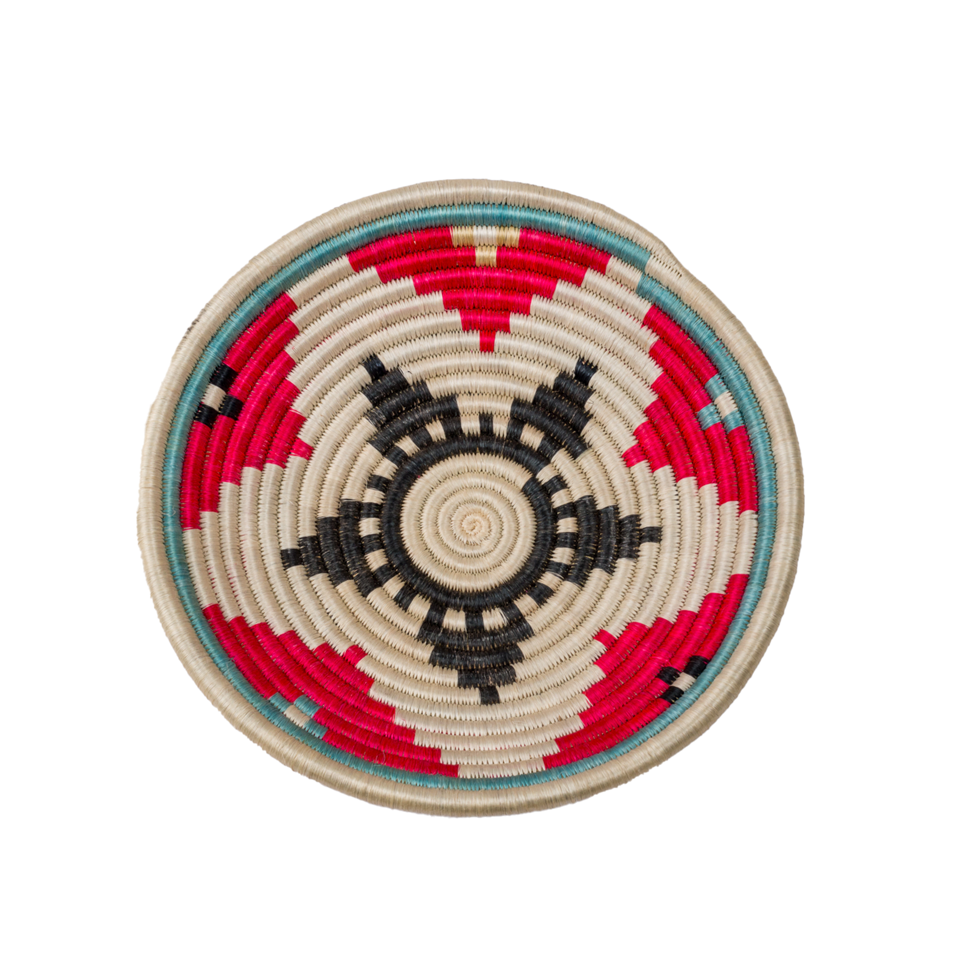 Large Handwoven Rwandan Basket - Colourful Patterns (28cm)