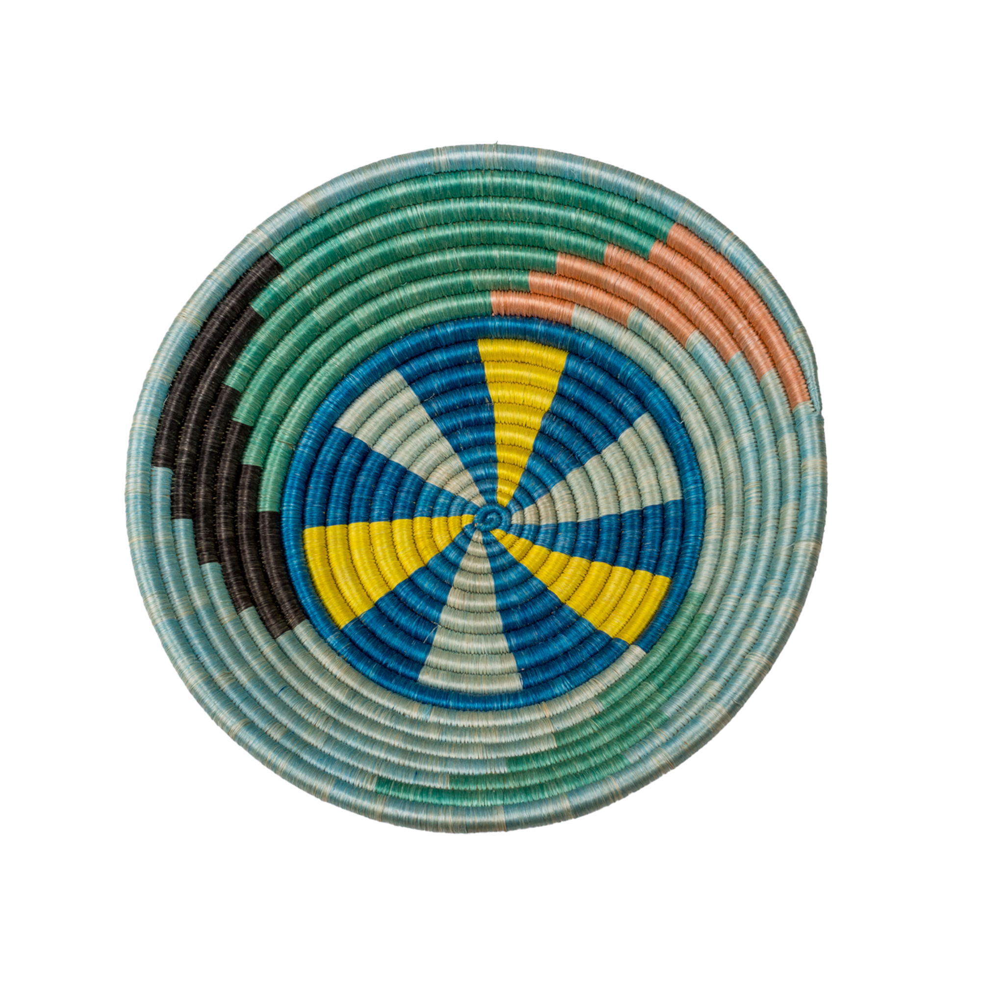 Large Handwoven Rwandan Basket - Colourful Patterns (28cm)
