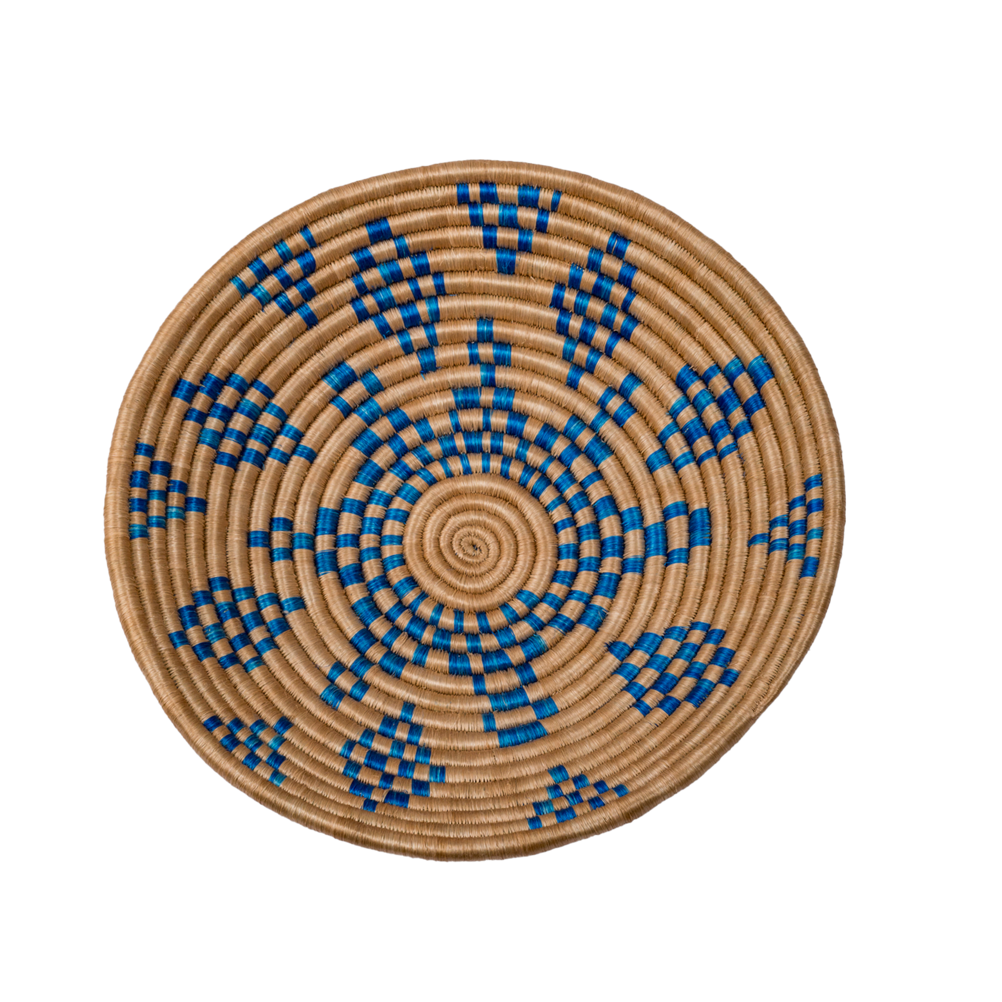 Large Handwoven Rwandan Basket - Beige & Colour Patterns (28cm)