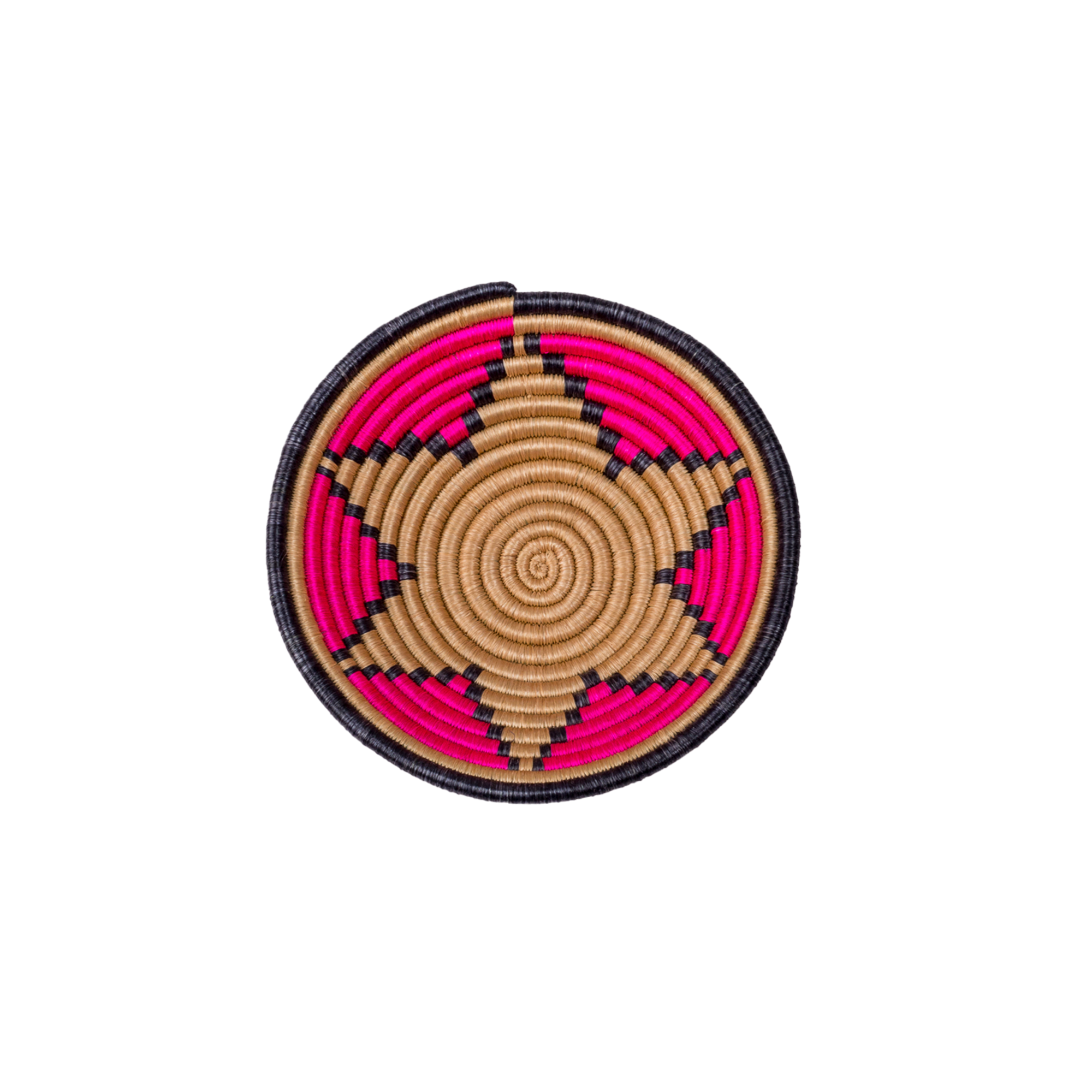 Small Handwoven Rwandan Basket - Colour Patterns (19cm)