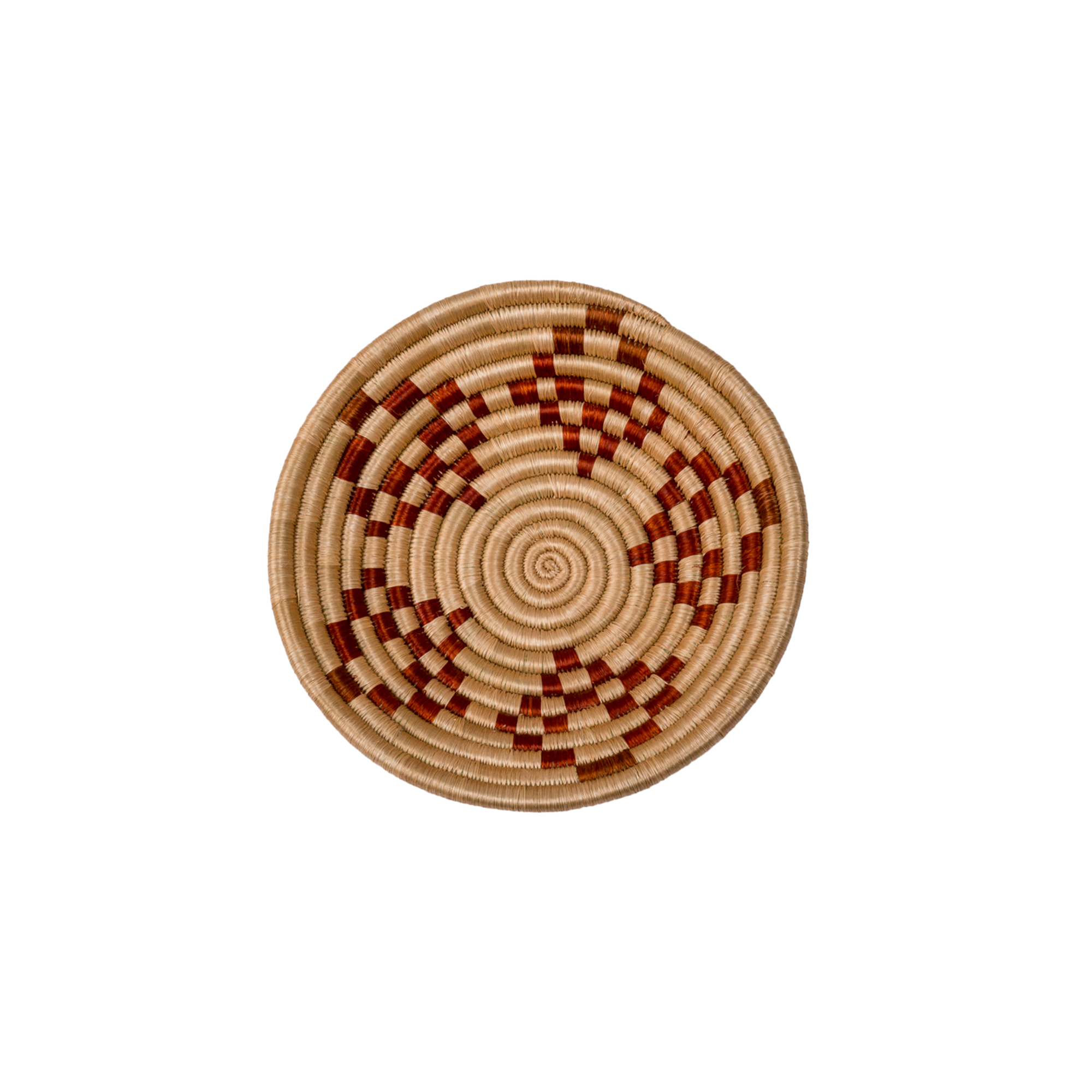 Small Handwoven Rwandan Basket - Beige Patterns (19cm)