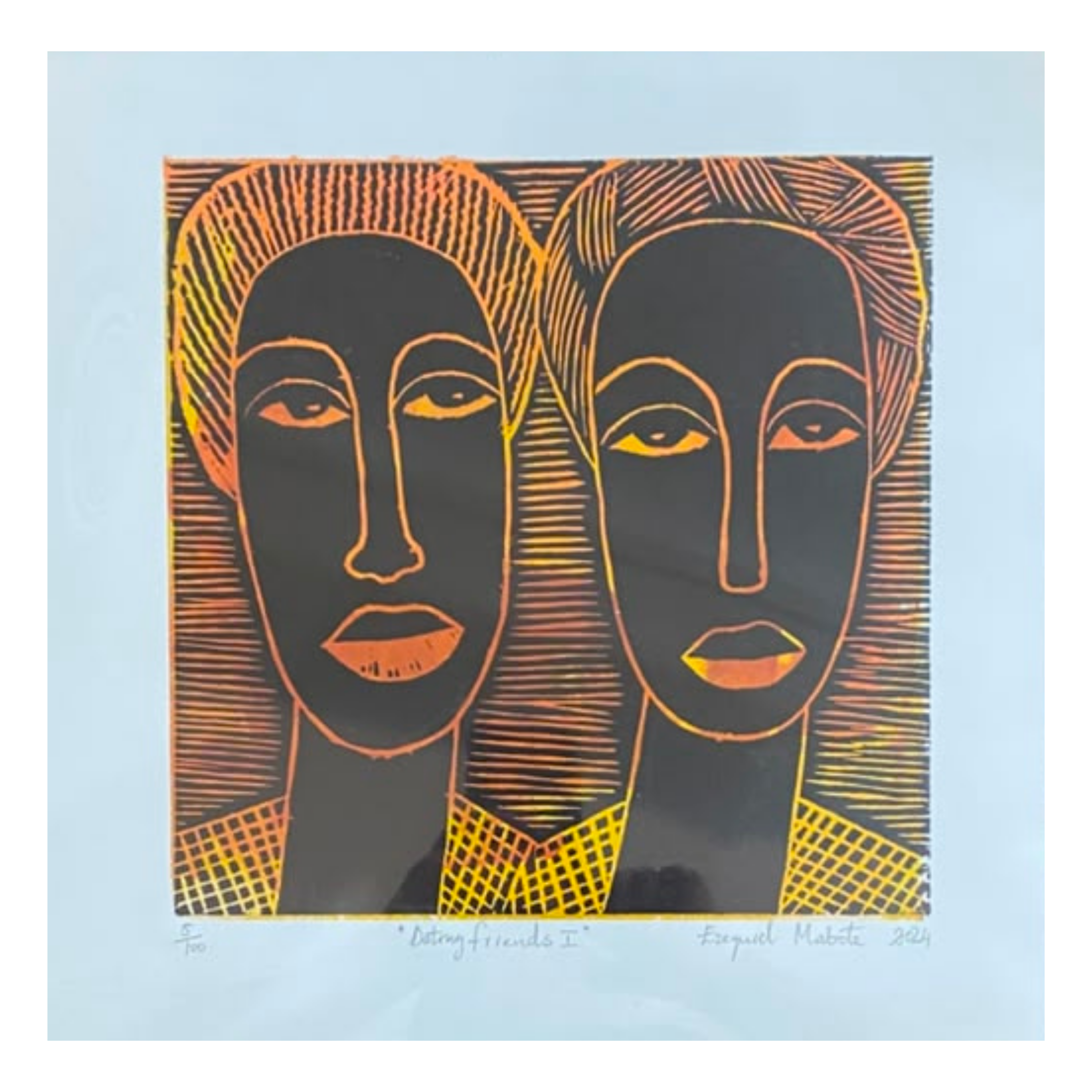 Mabote Art Woodprint Painting - Dating Friends