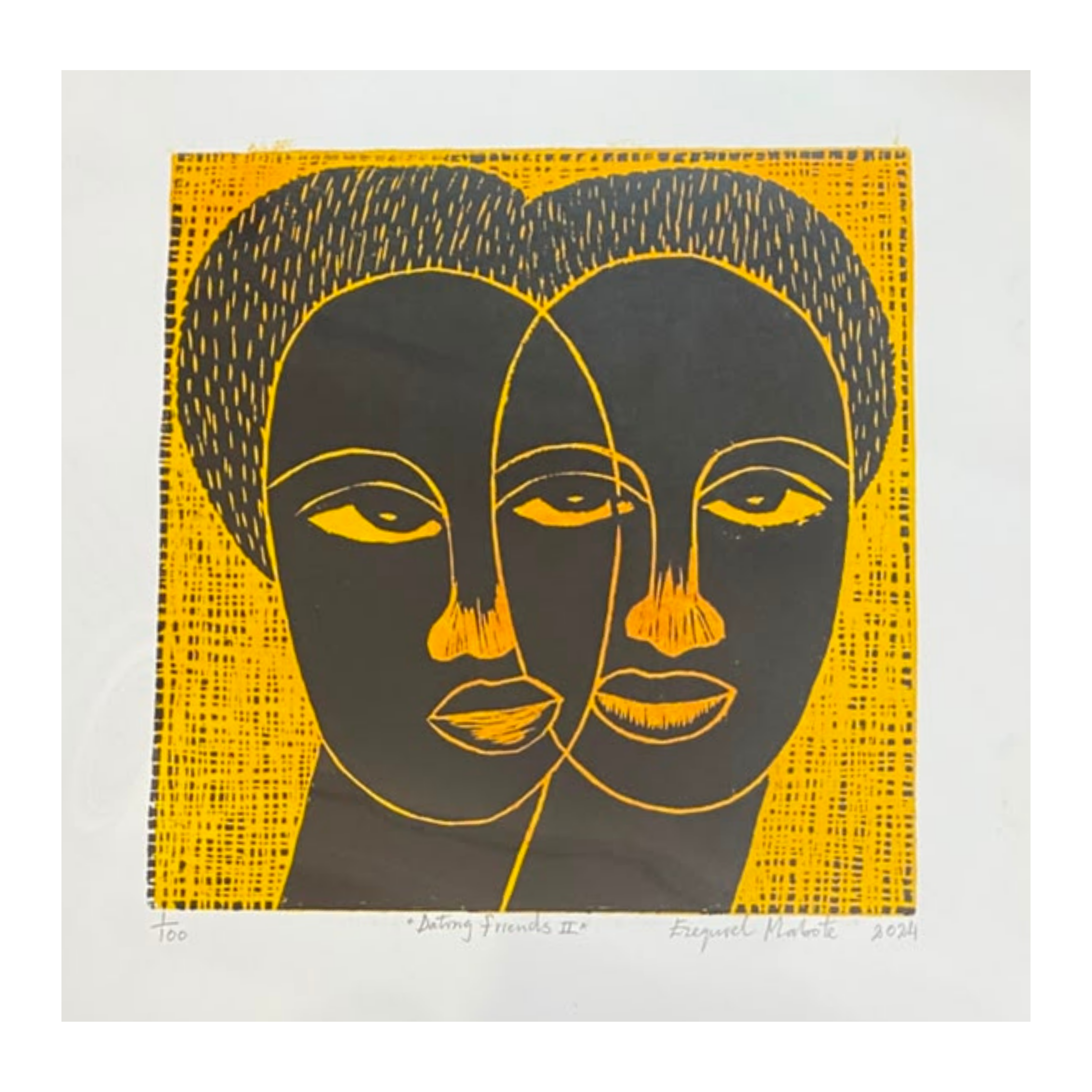 Mabote Art Woodprint Painting - Dating Friends