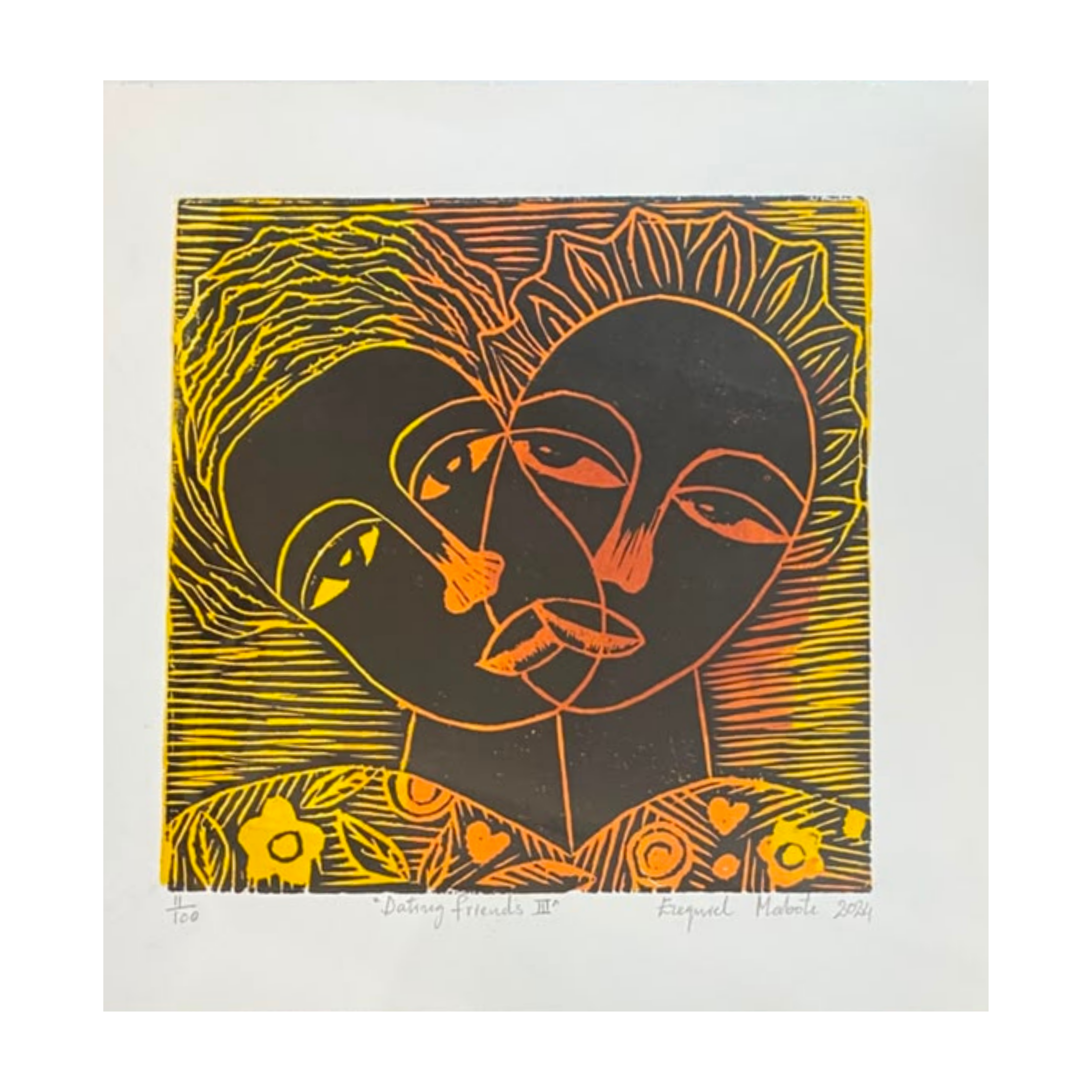 Mabote Art Woodprint Painting - Dating Friends