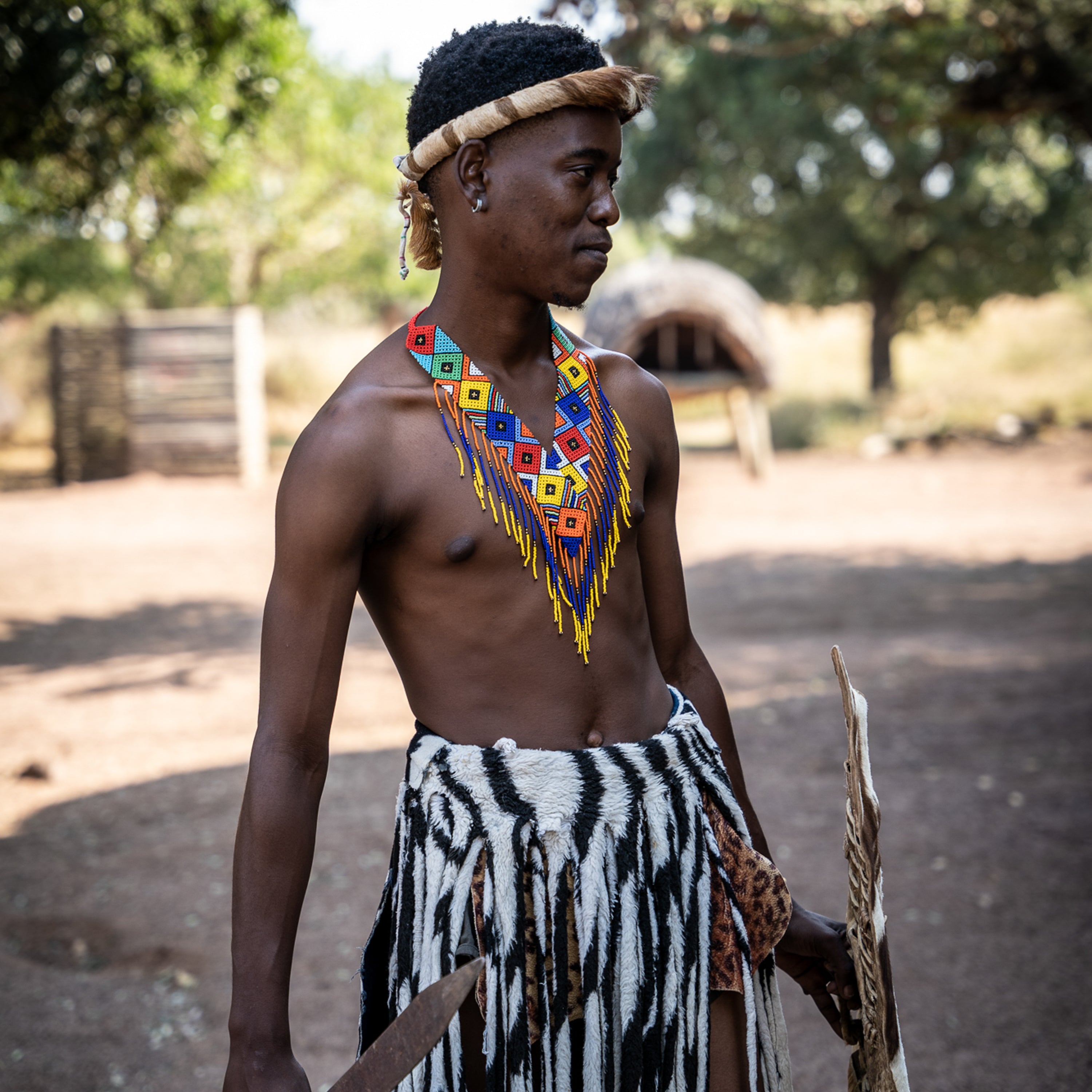 Zulu Hand Beaded V Necklace