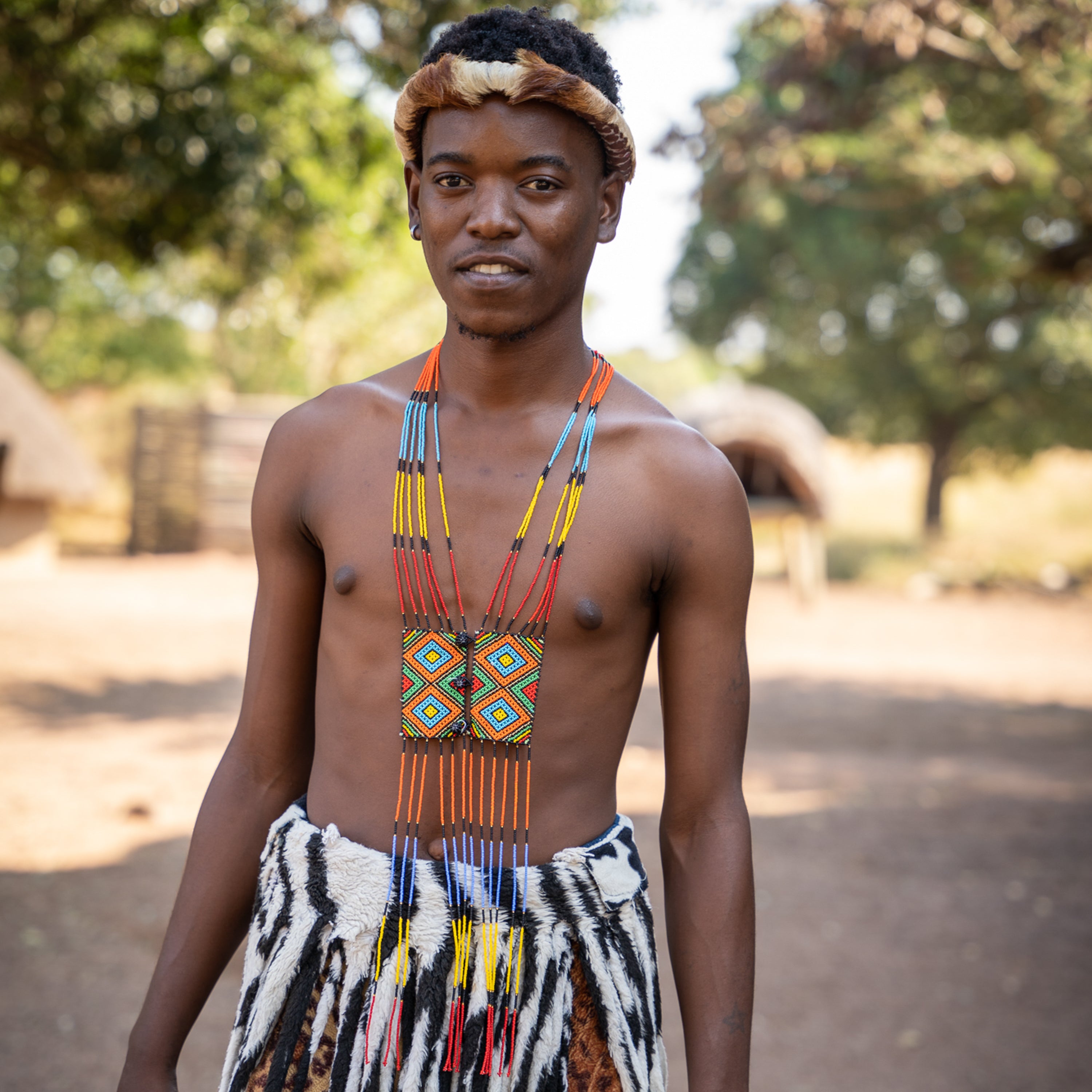 Zulu Hand Beaded Scarf Necklace