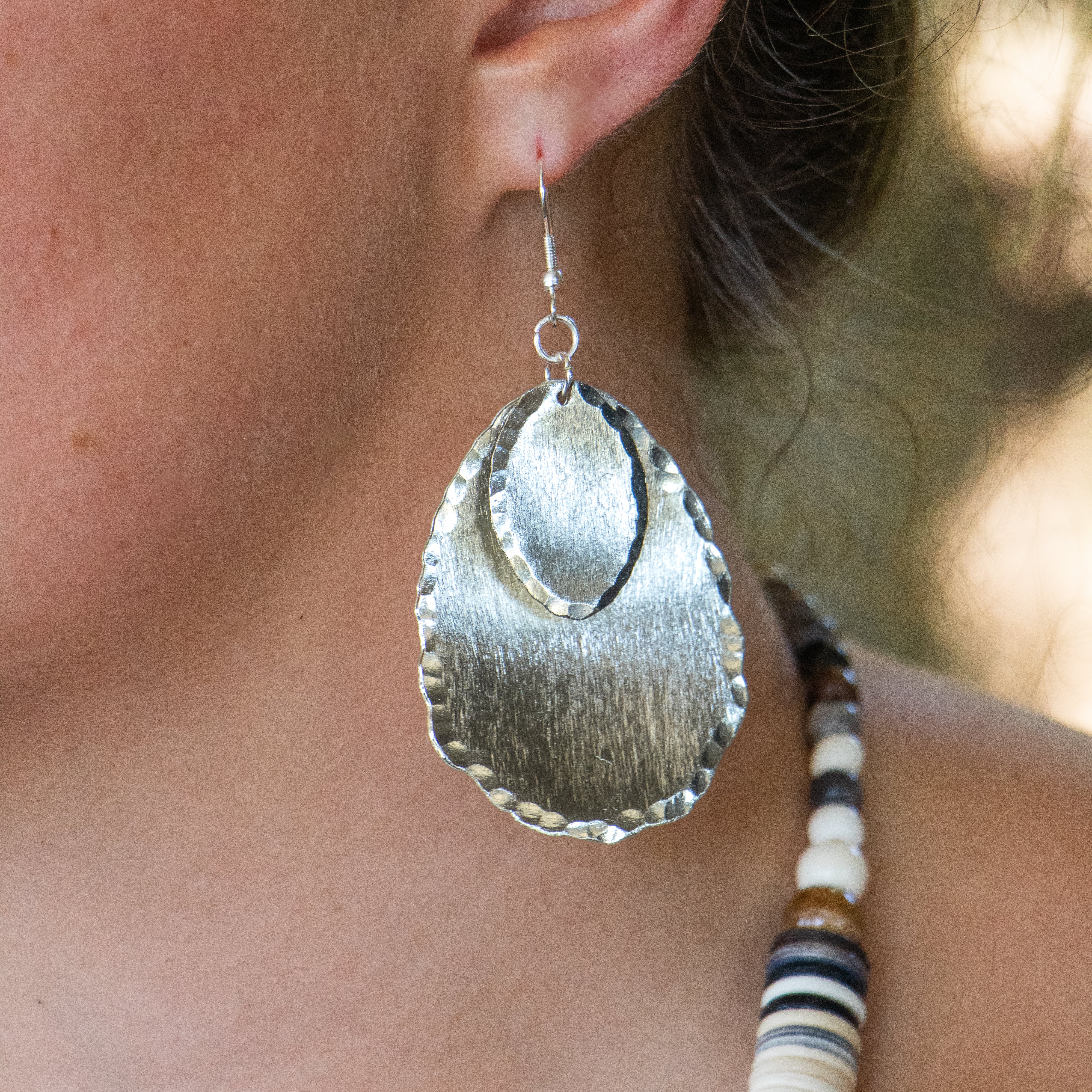 Thandeka - Silver Cupped Oval Earrings