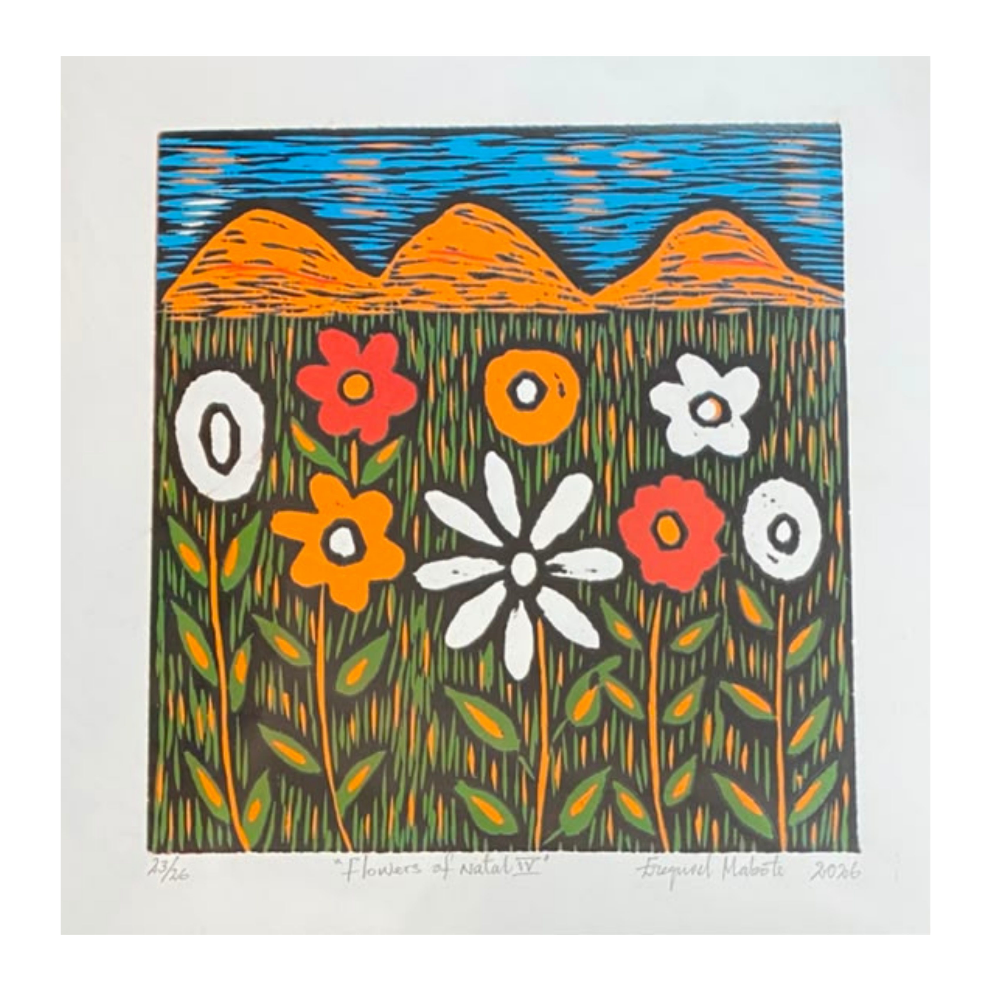 Mabote Art Woodprint Painting - Flowers of Natal