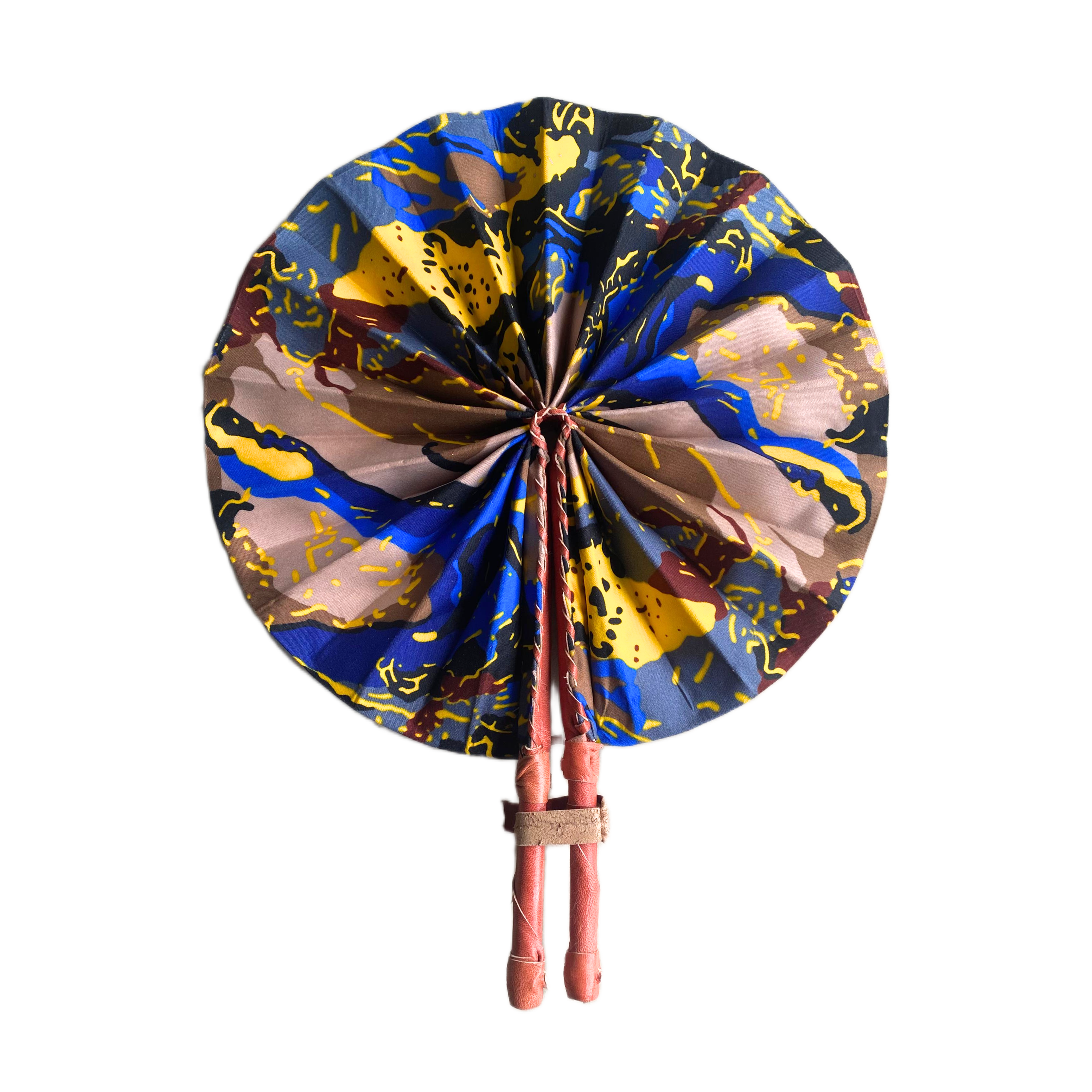 Fold Up African Leather Fan (Fan 12)