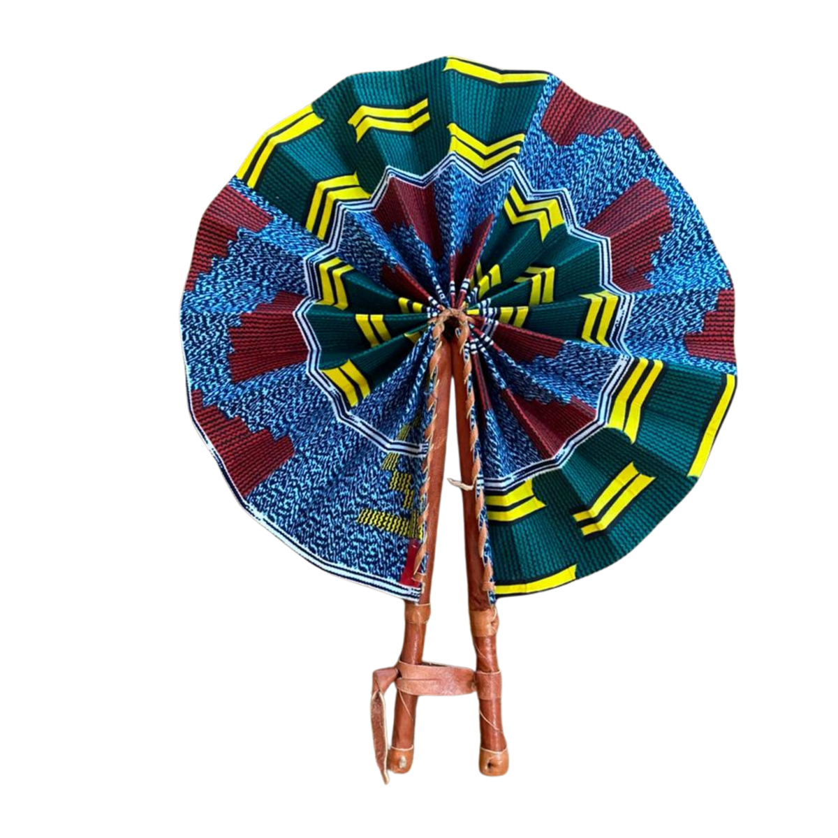 Fold Up African Leather Fan (Fan 19)
