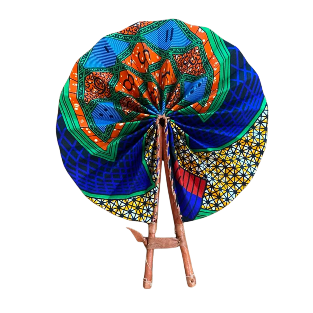 Fold Up African Leather Fan (Fan 9)