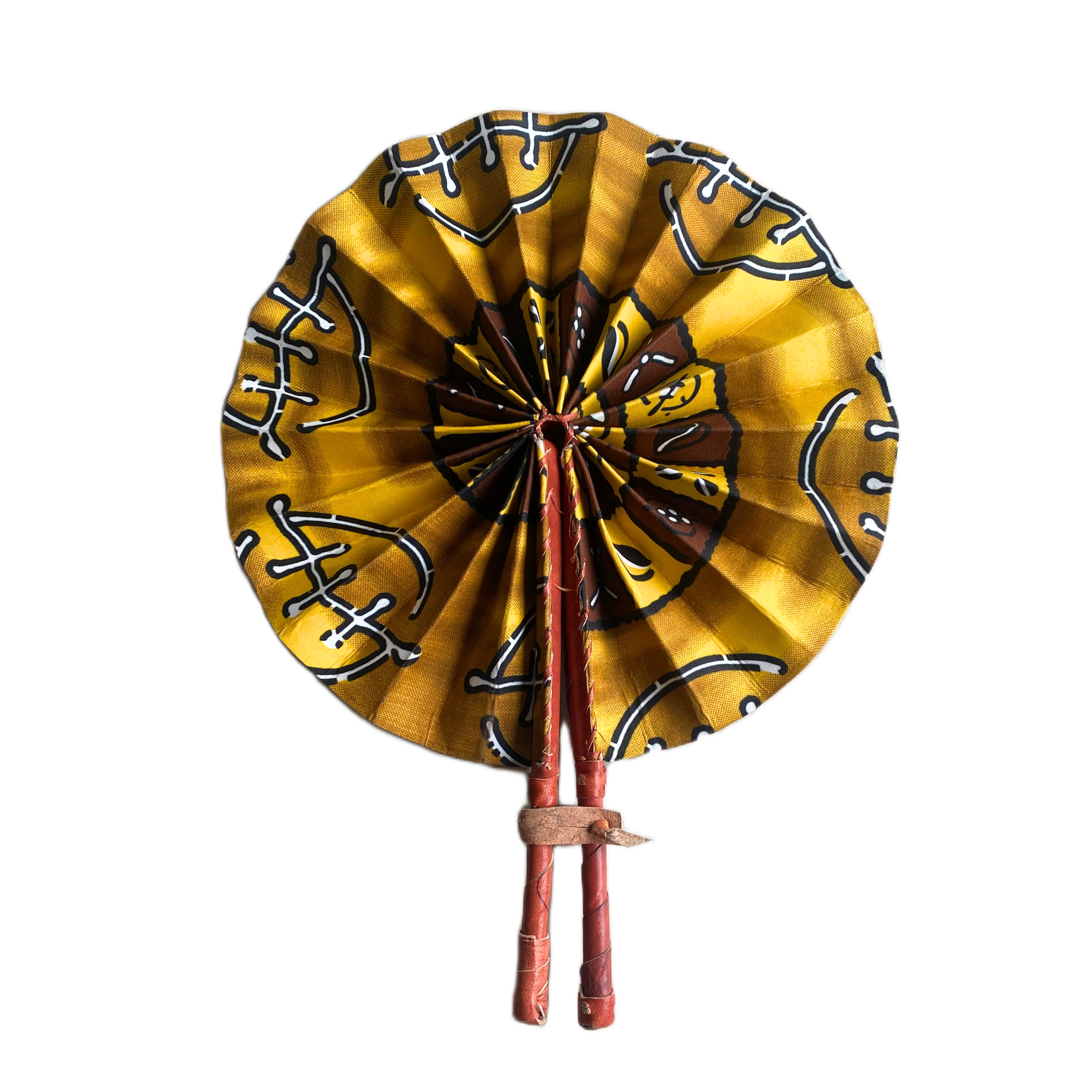 Fold Up African Leather Fan (Fan 21)