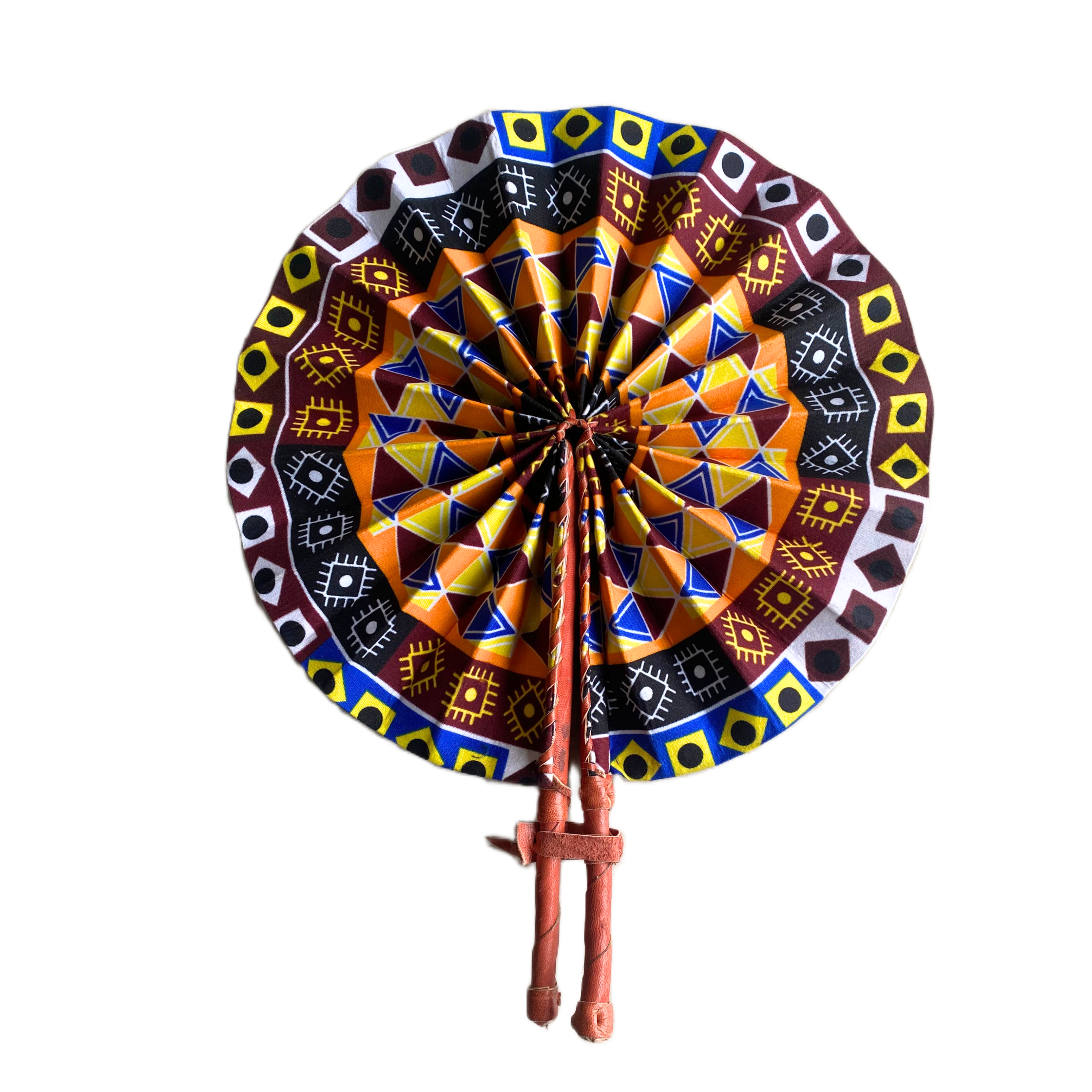 Fold Up African Leather Fan (Fan 25)