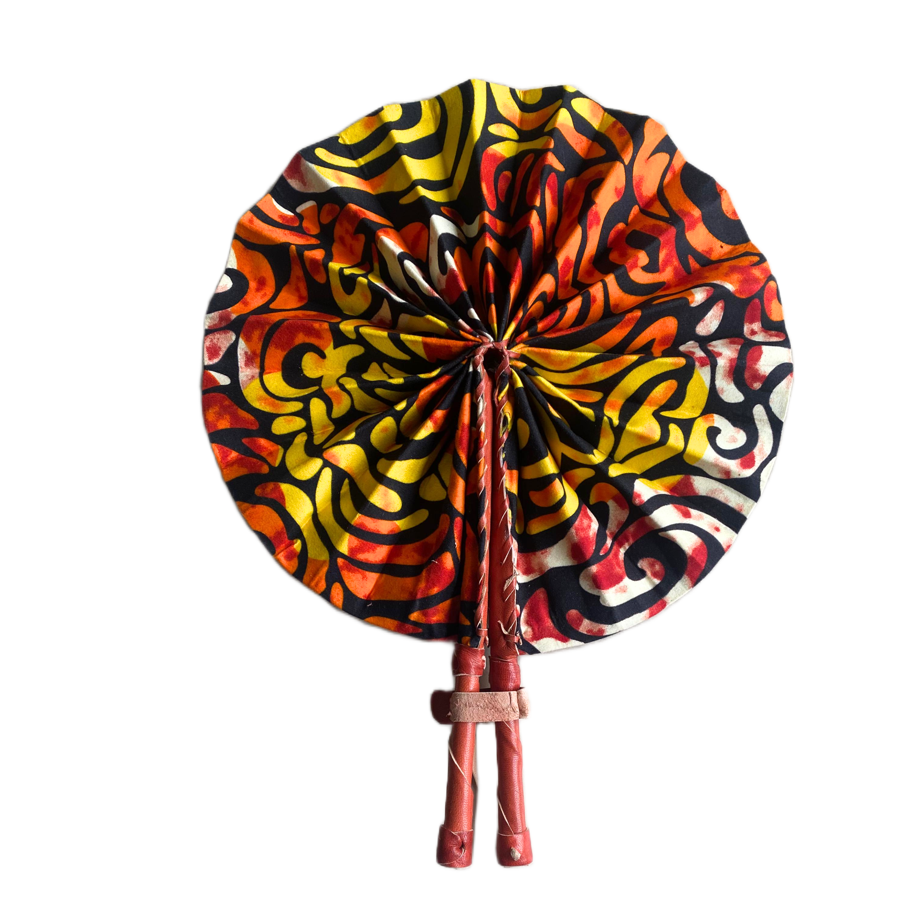 Fold Up African Leather Fan (Fan 26)