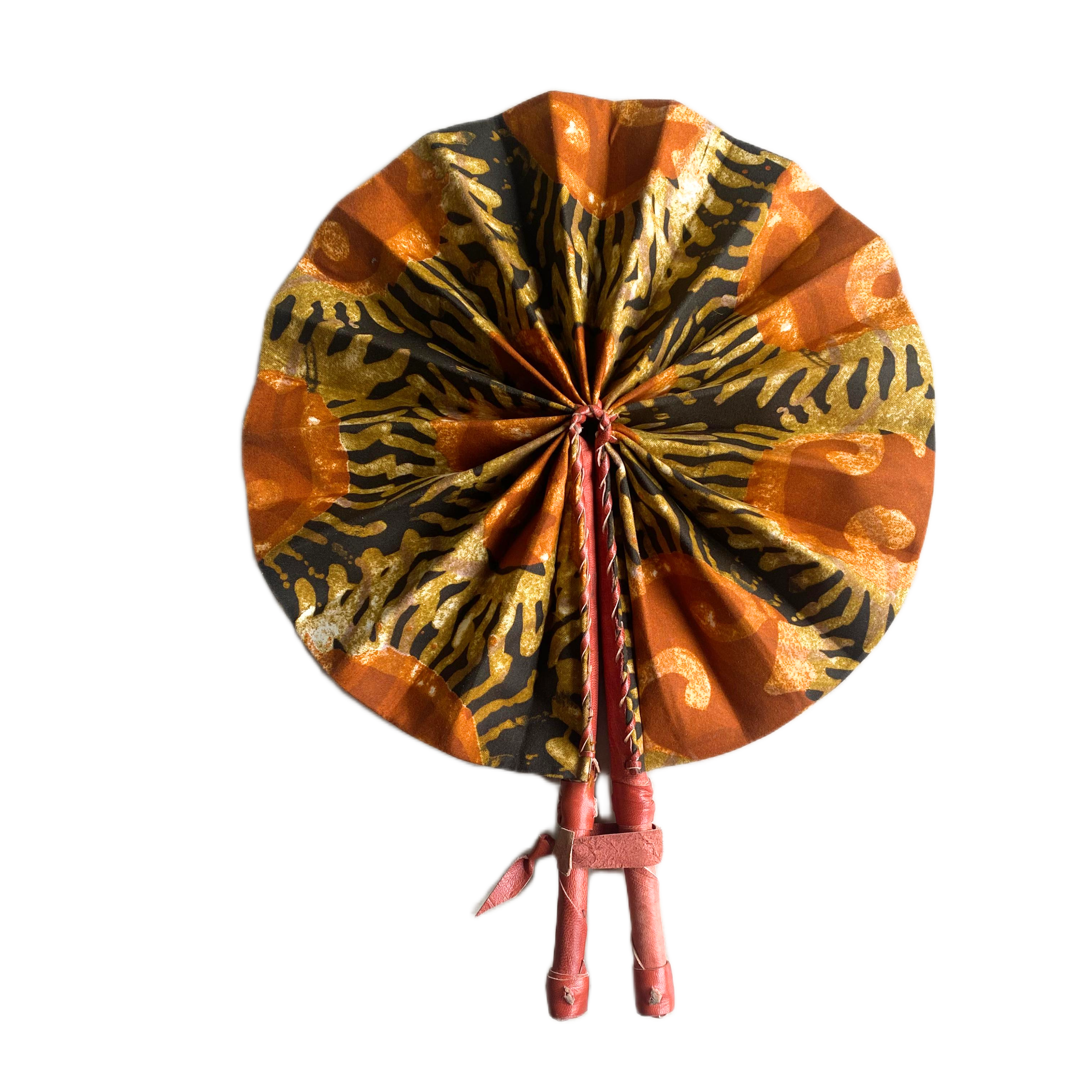 Fold Up African Leather Fan (Fan 27)