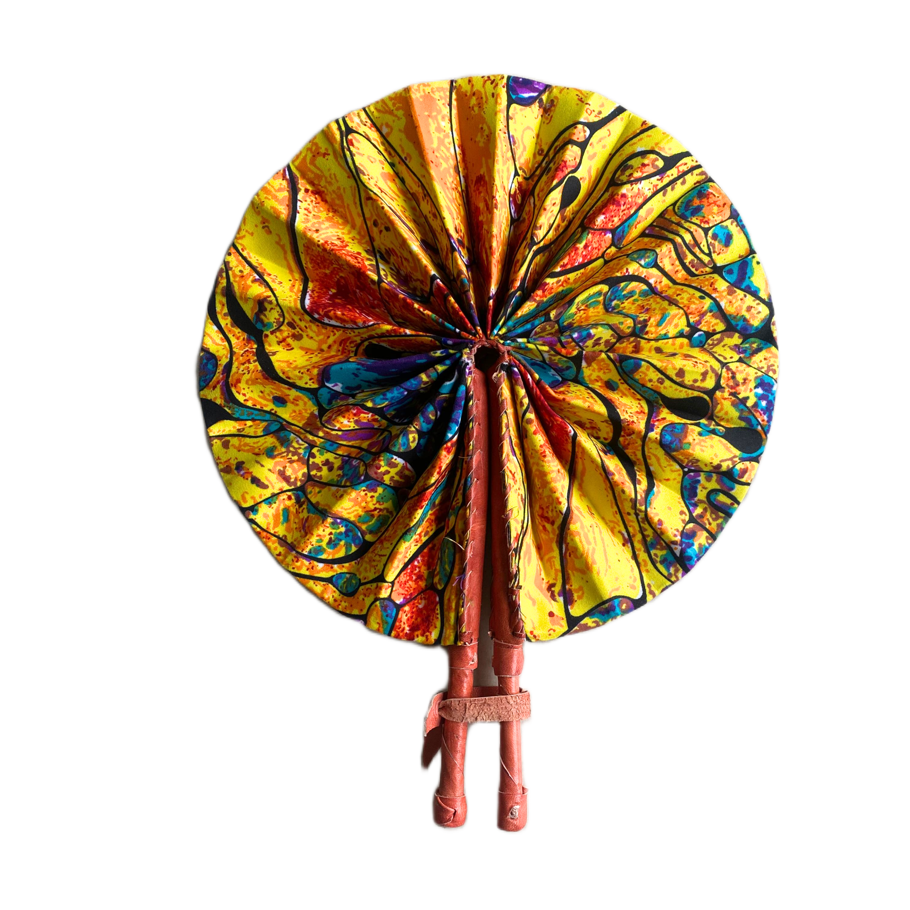 Fold Up African Leather Fan (Fan 28)