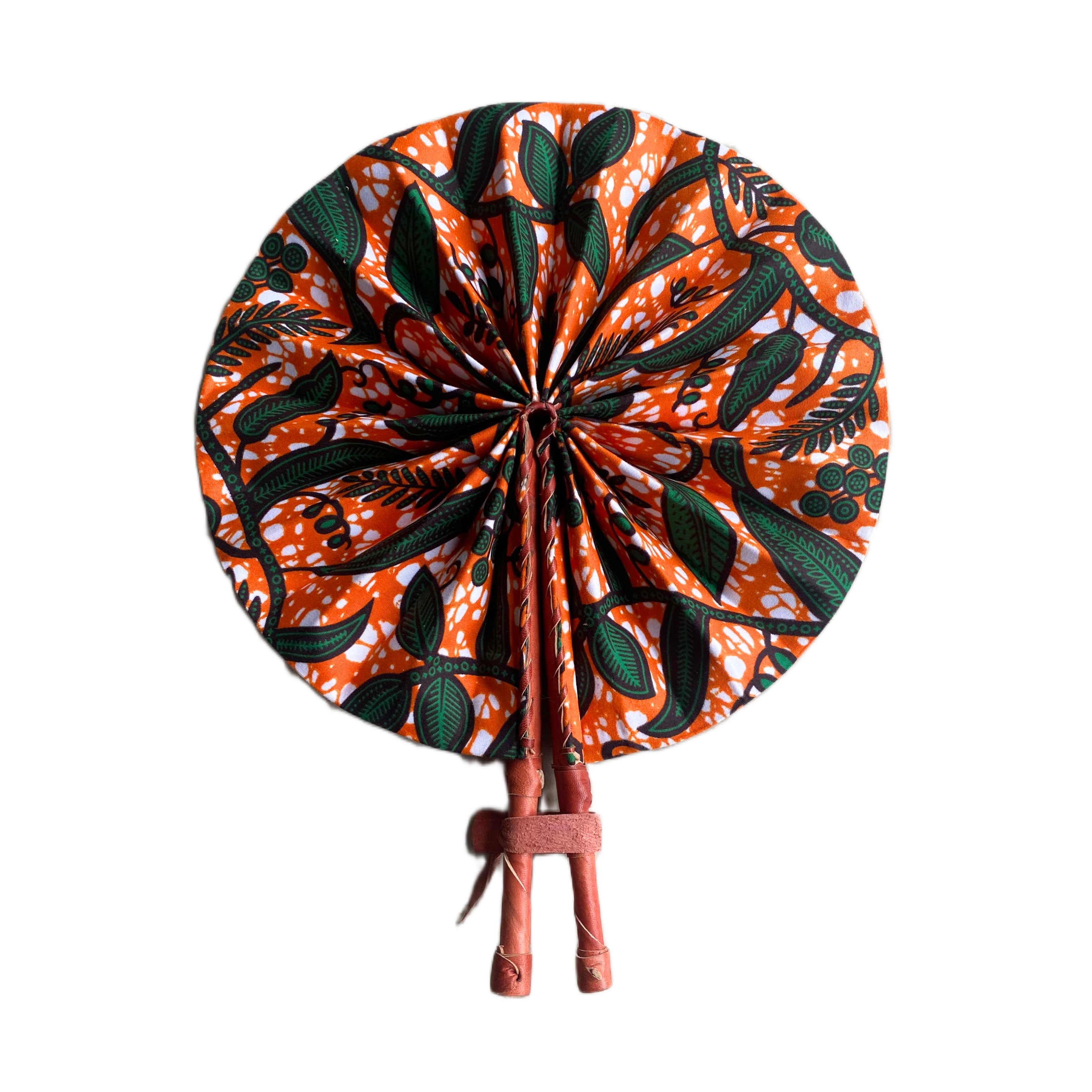 Fold Up African Leather Fan (Fan 11)