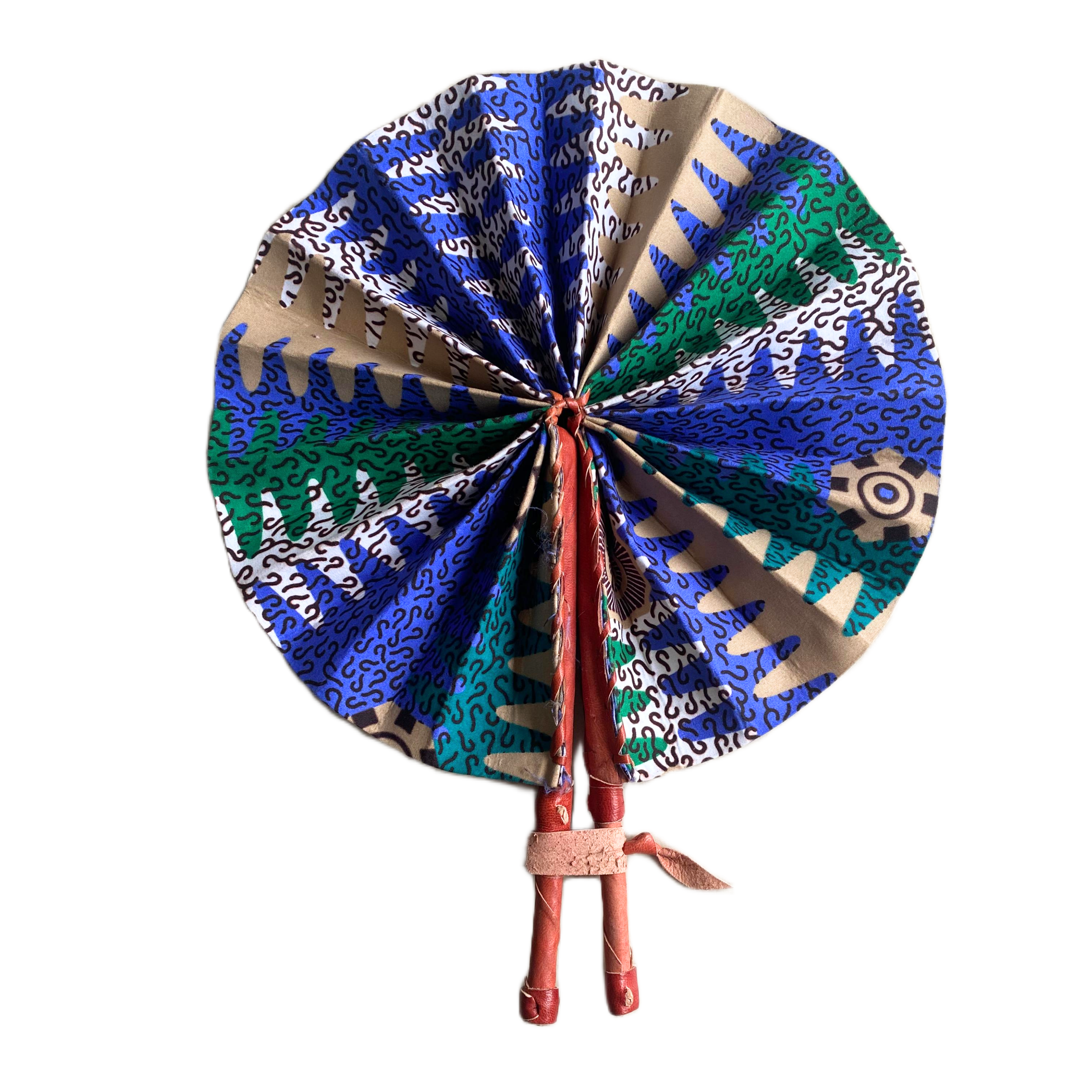 Fold Up African Leather Fan (Fan 31)
