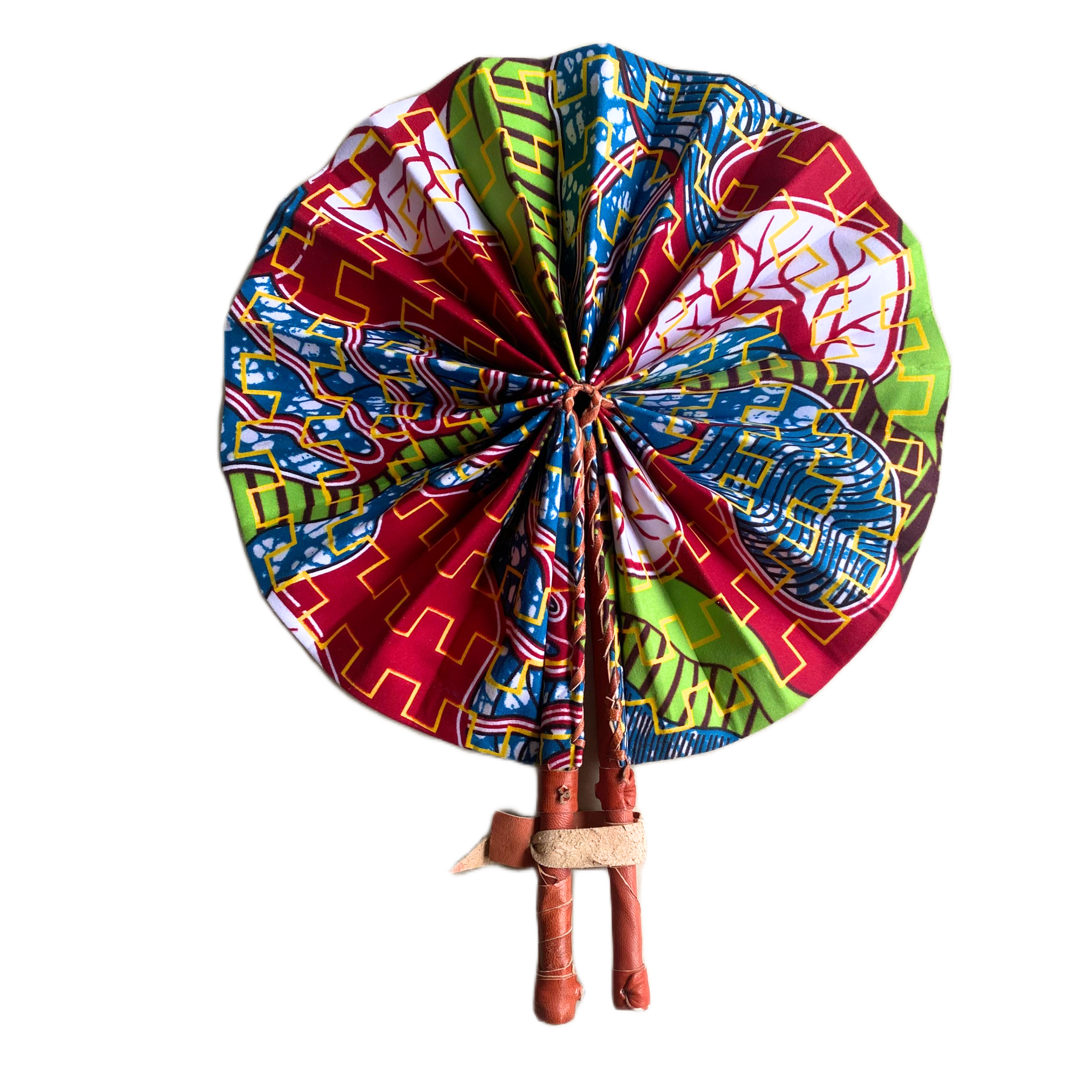 Fold Up African Leather Fan (Fan 32)