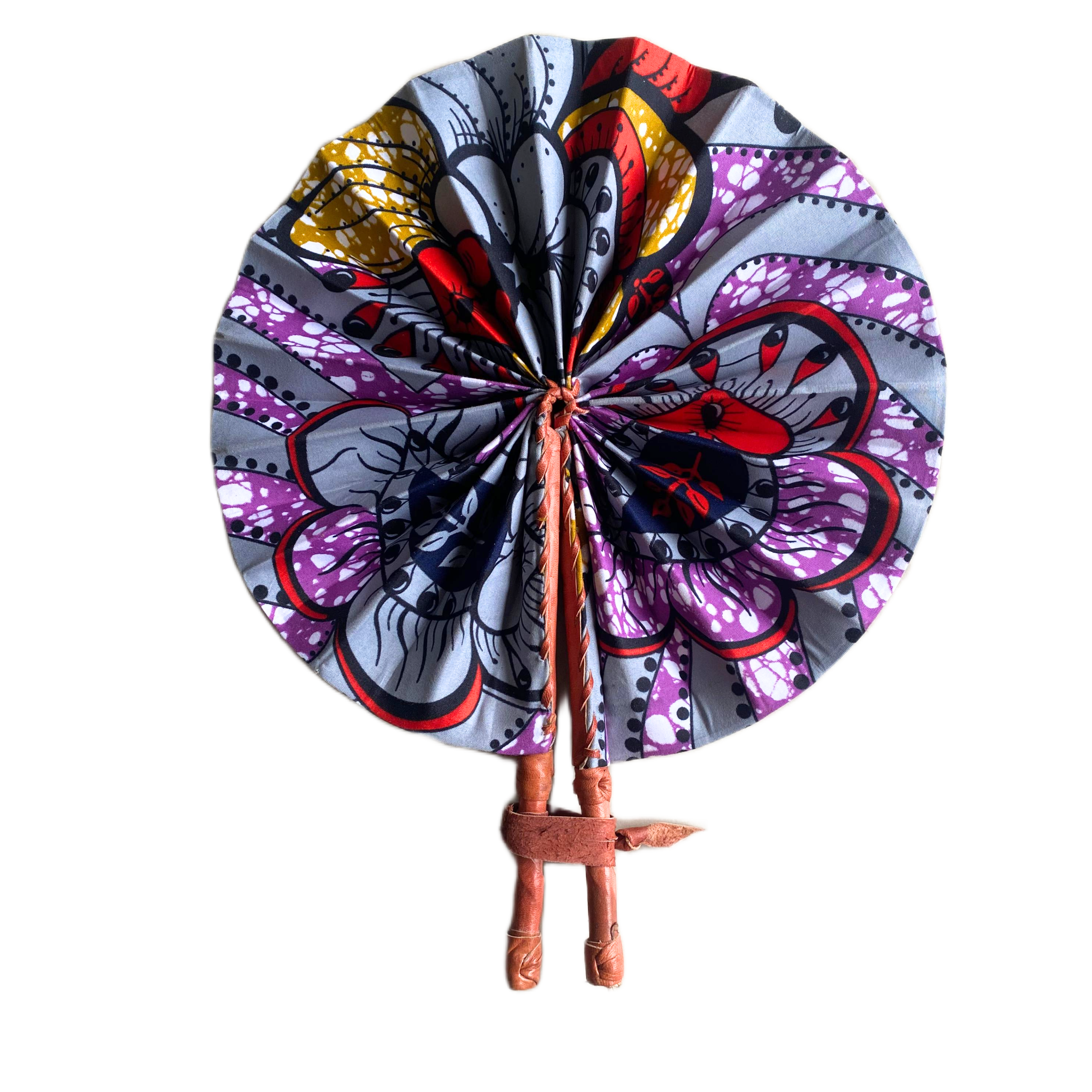 Fold Up African Leather Fan (Fan 34)