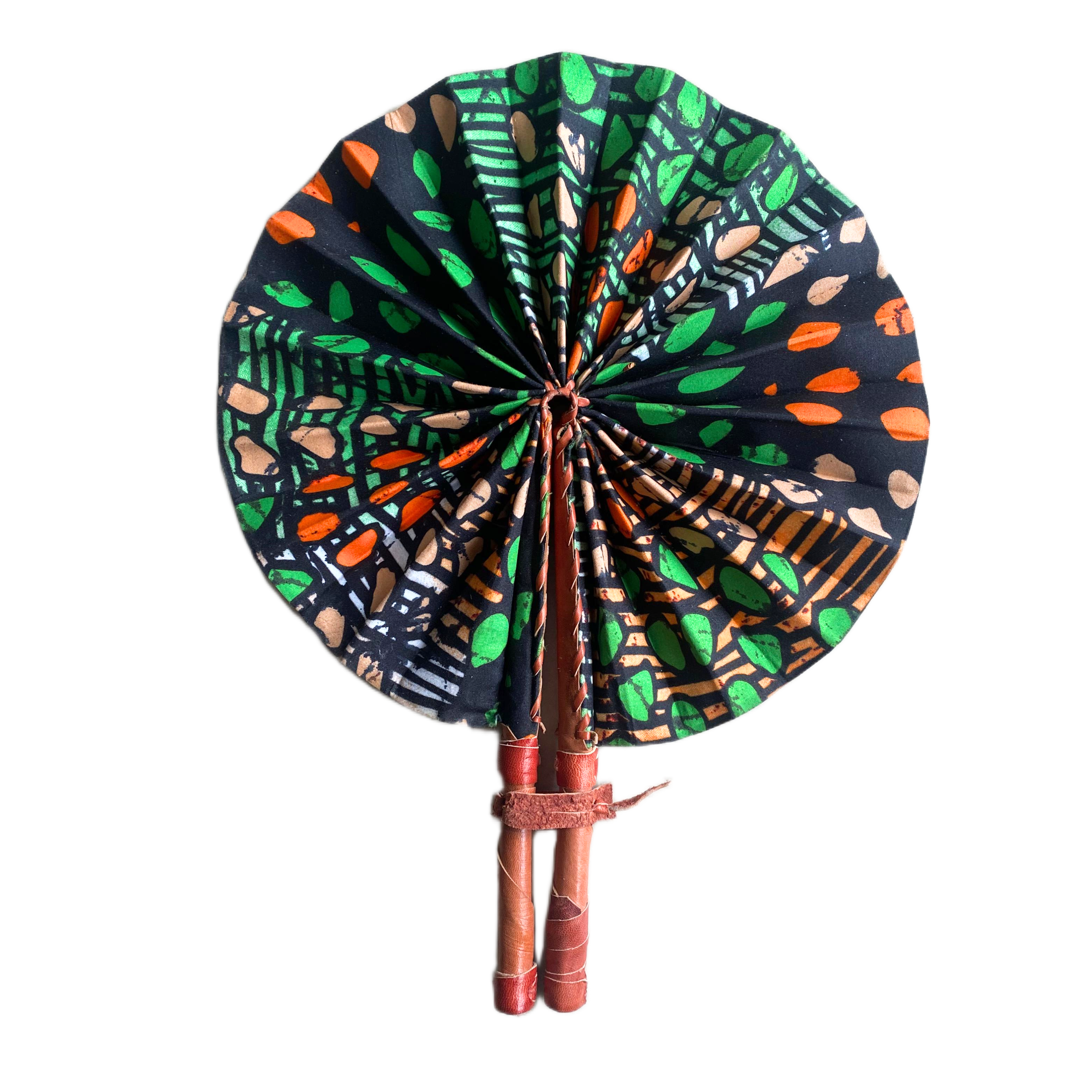 Fold Up African Leather Fan (Fan 37)