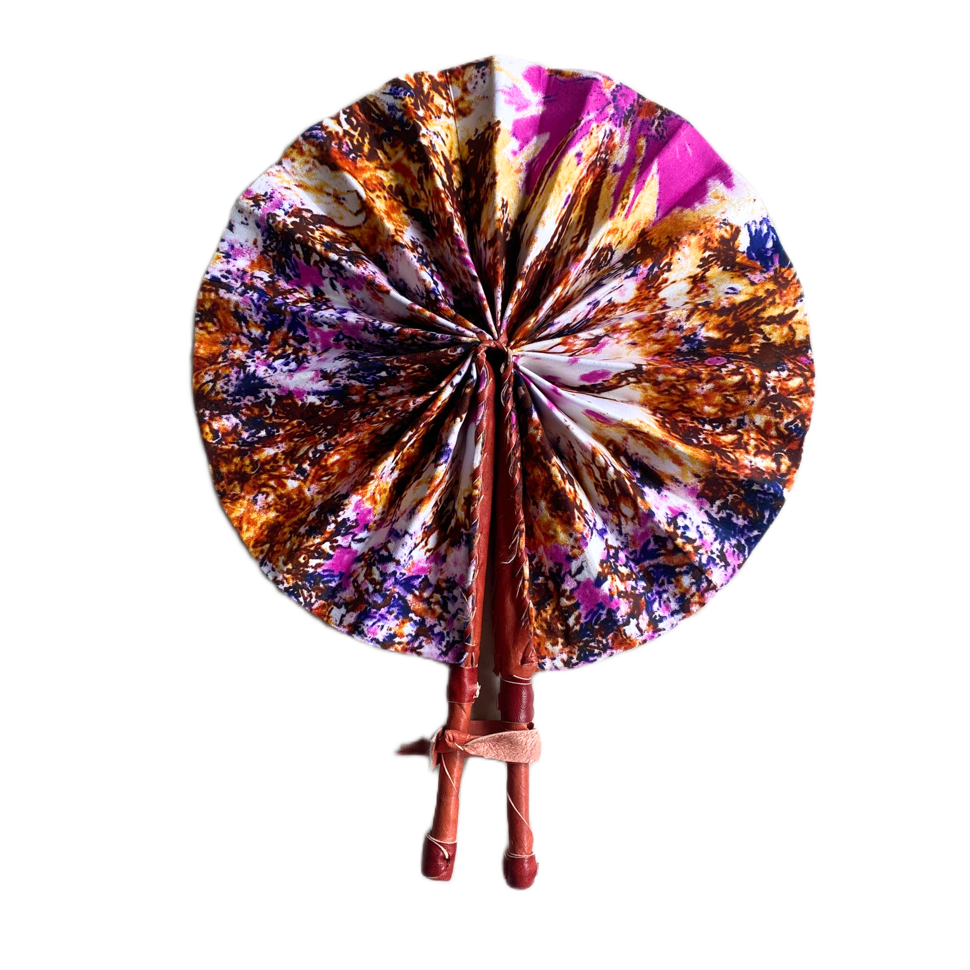 Fold Up African Leather Fan (Fan 38)