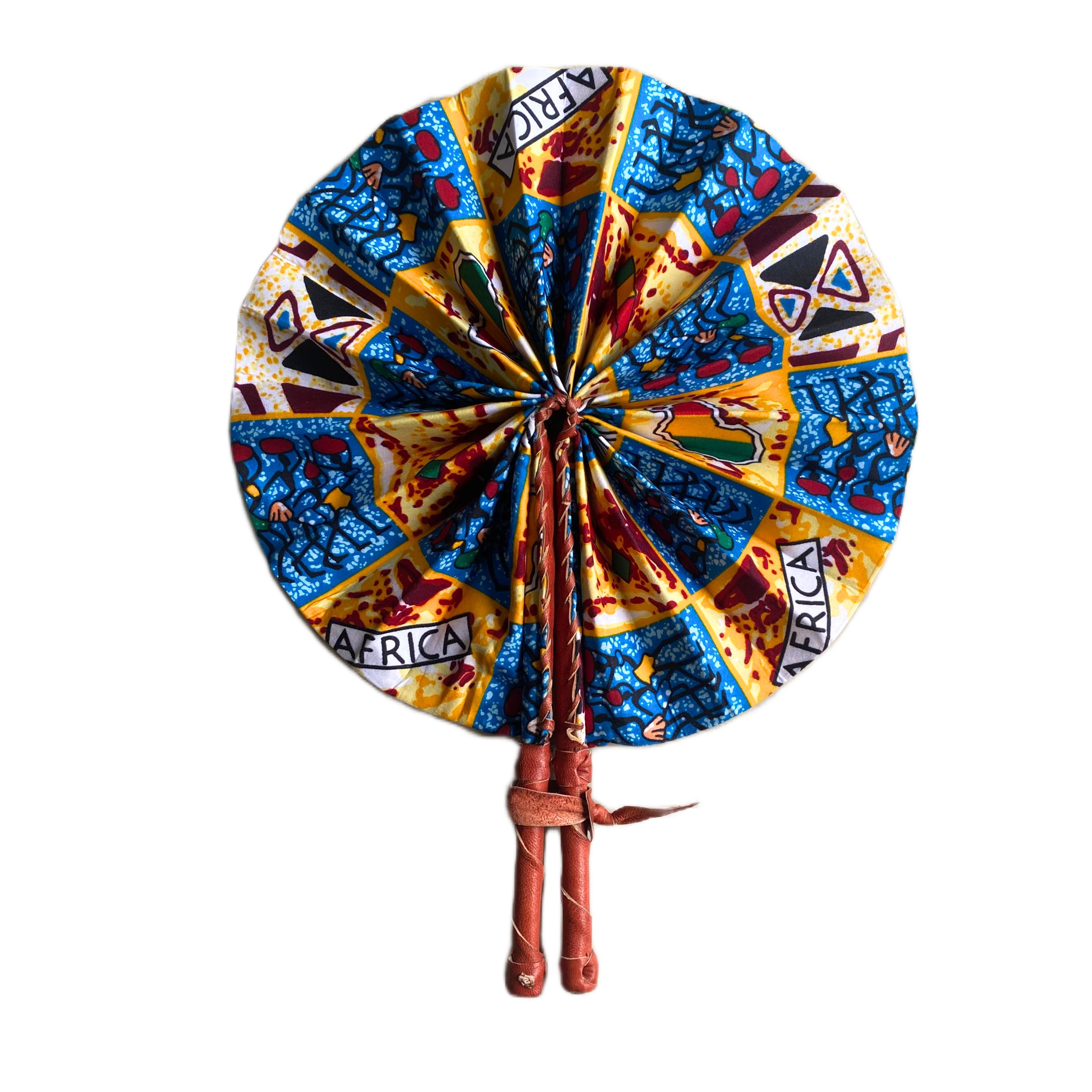 Fold Up African Leather Fan (Fan 39)
