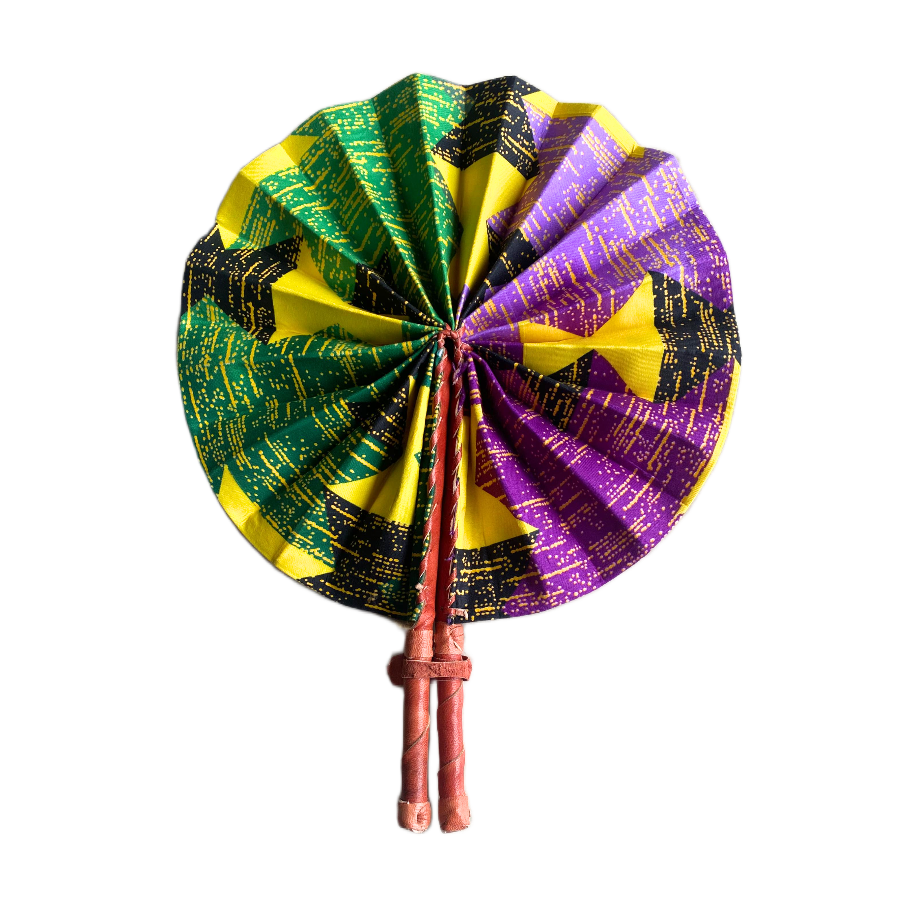 Fold Up African Leather Fan (Fan 13)