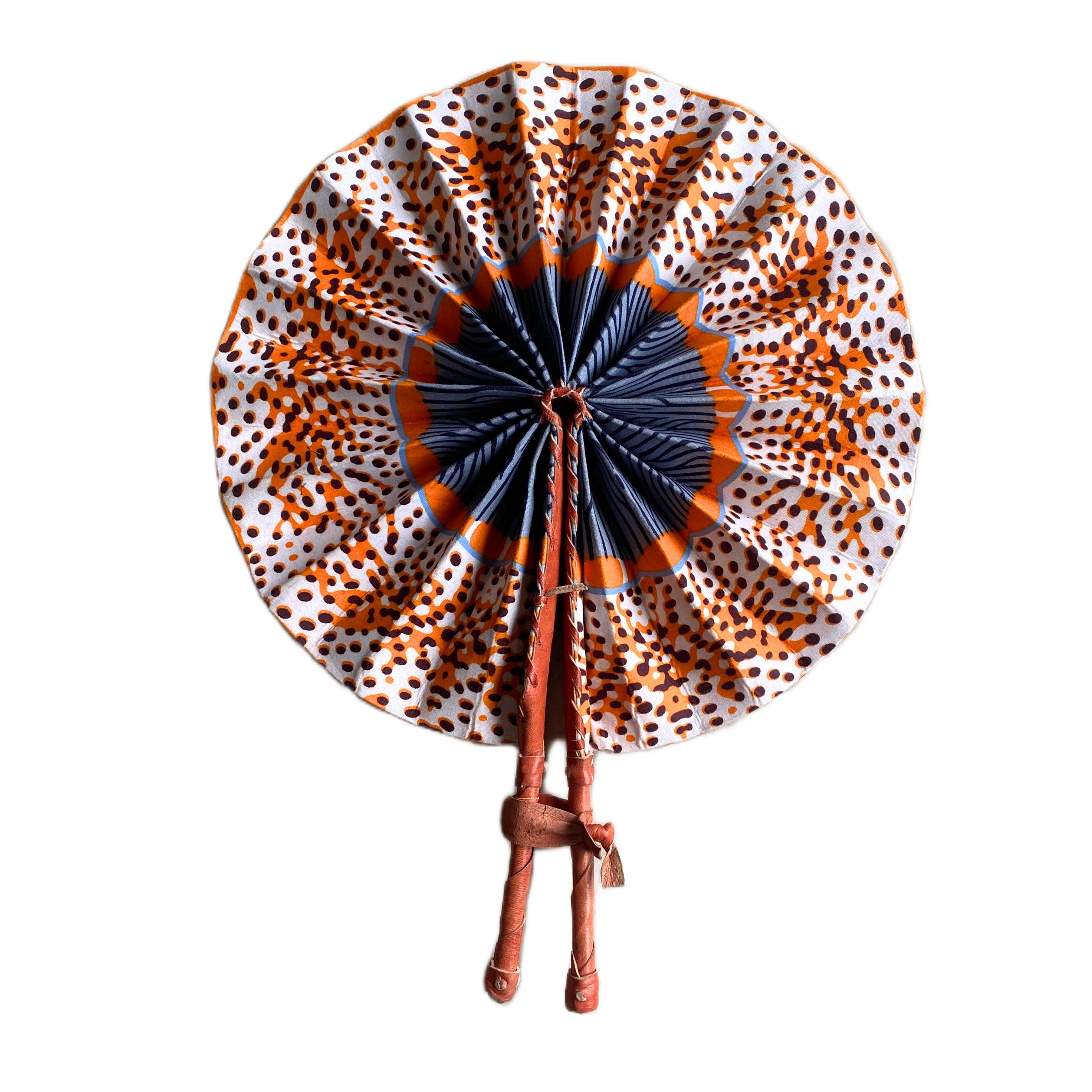 Fold Up African Leather Fan (Fan 42)