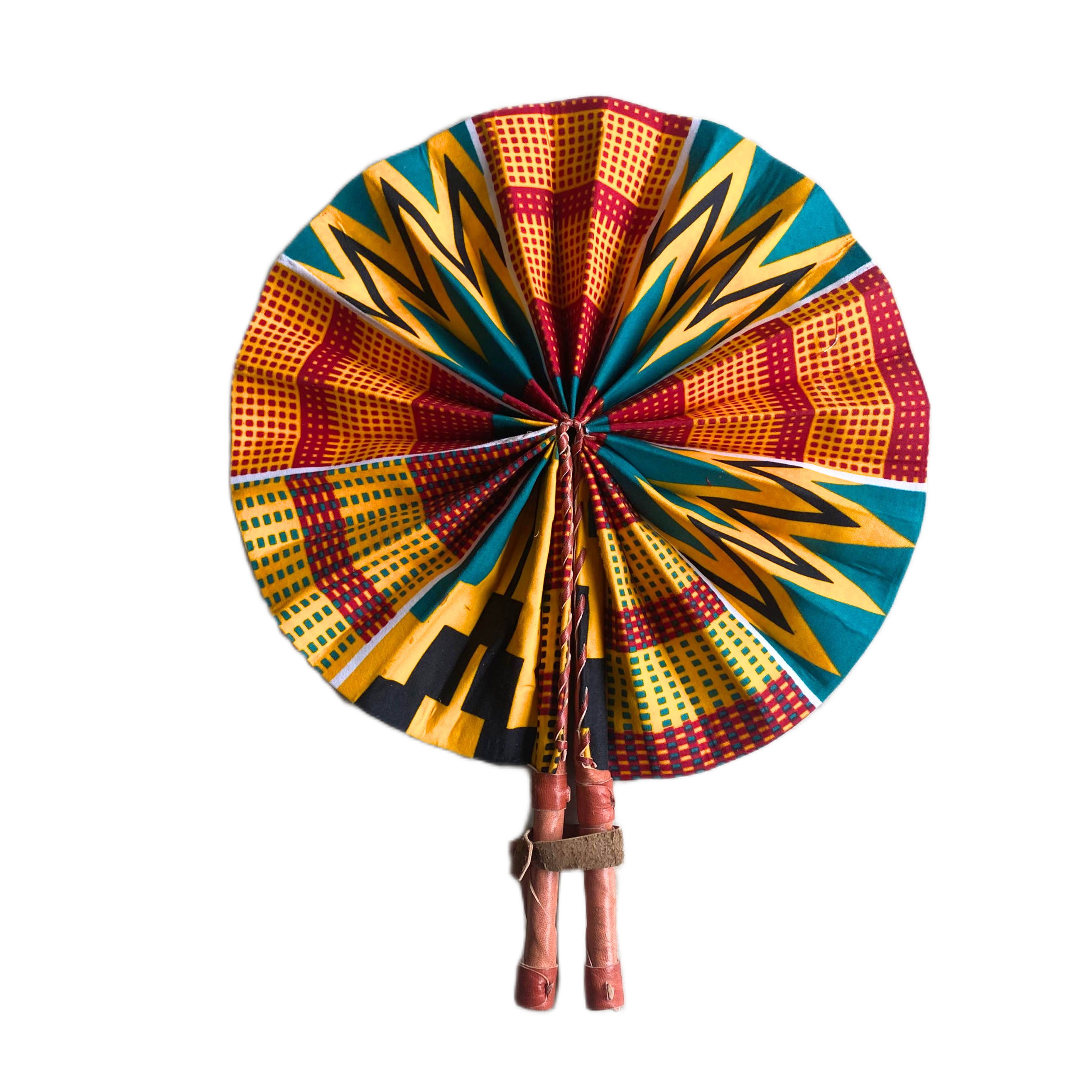 Fold Up African Leather Fan (Fan 49)