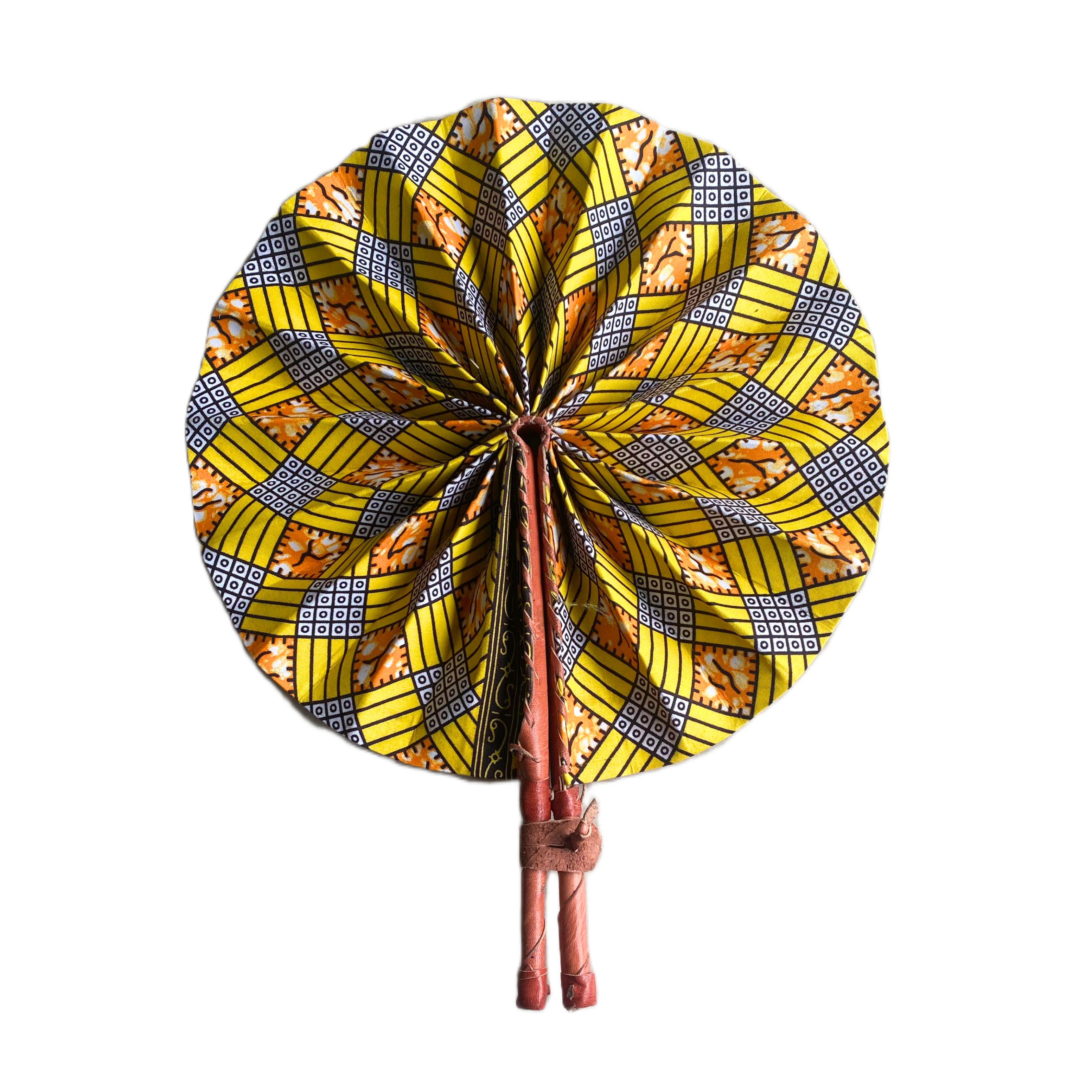 Fold Up African Leather Fan (Fan 14)
