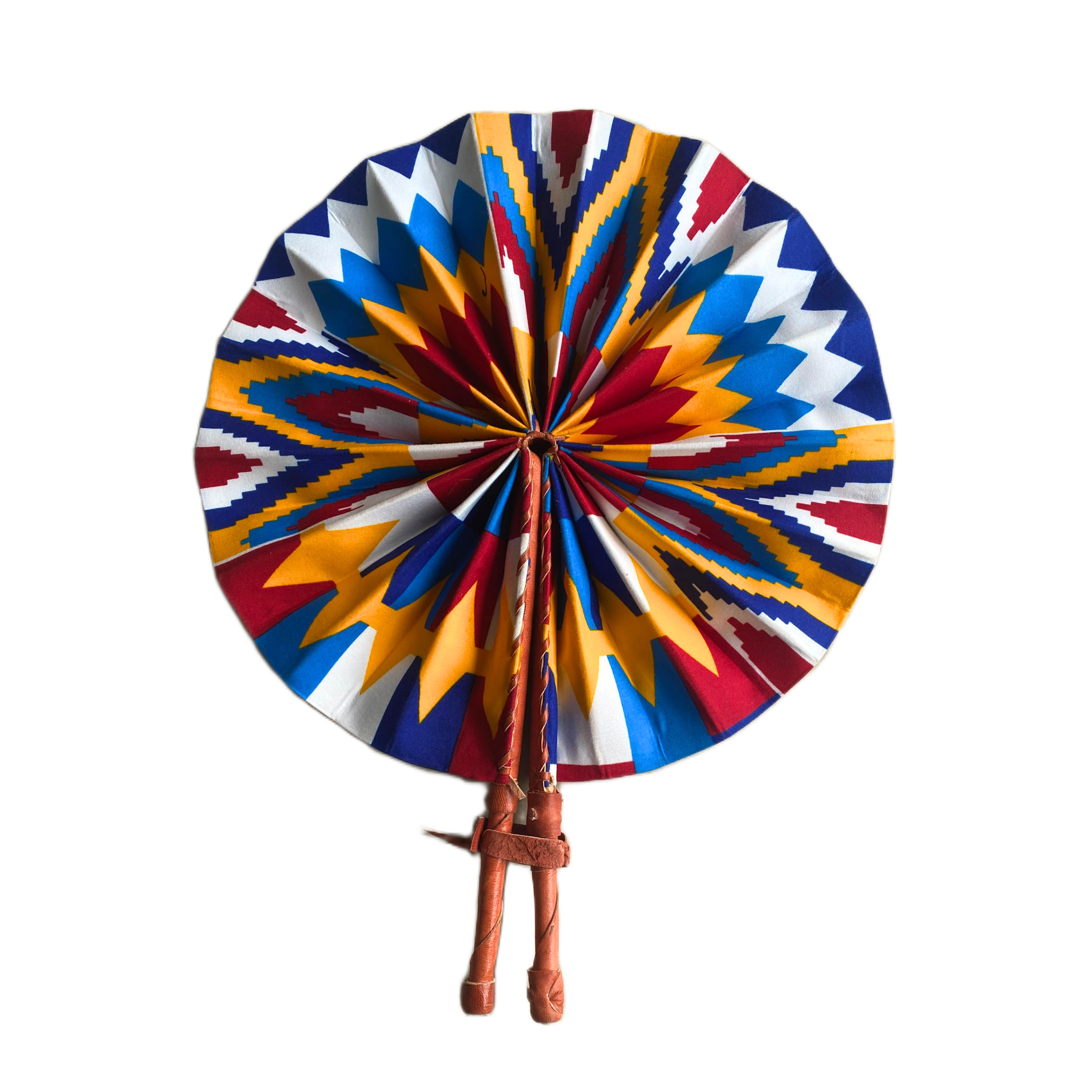 Fold Up African Leather Fan (Fan 15)