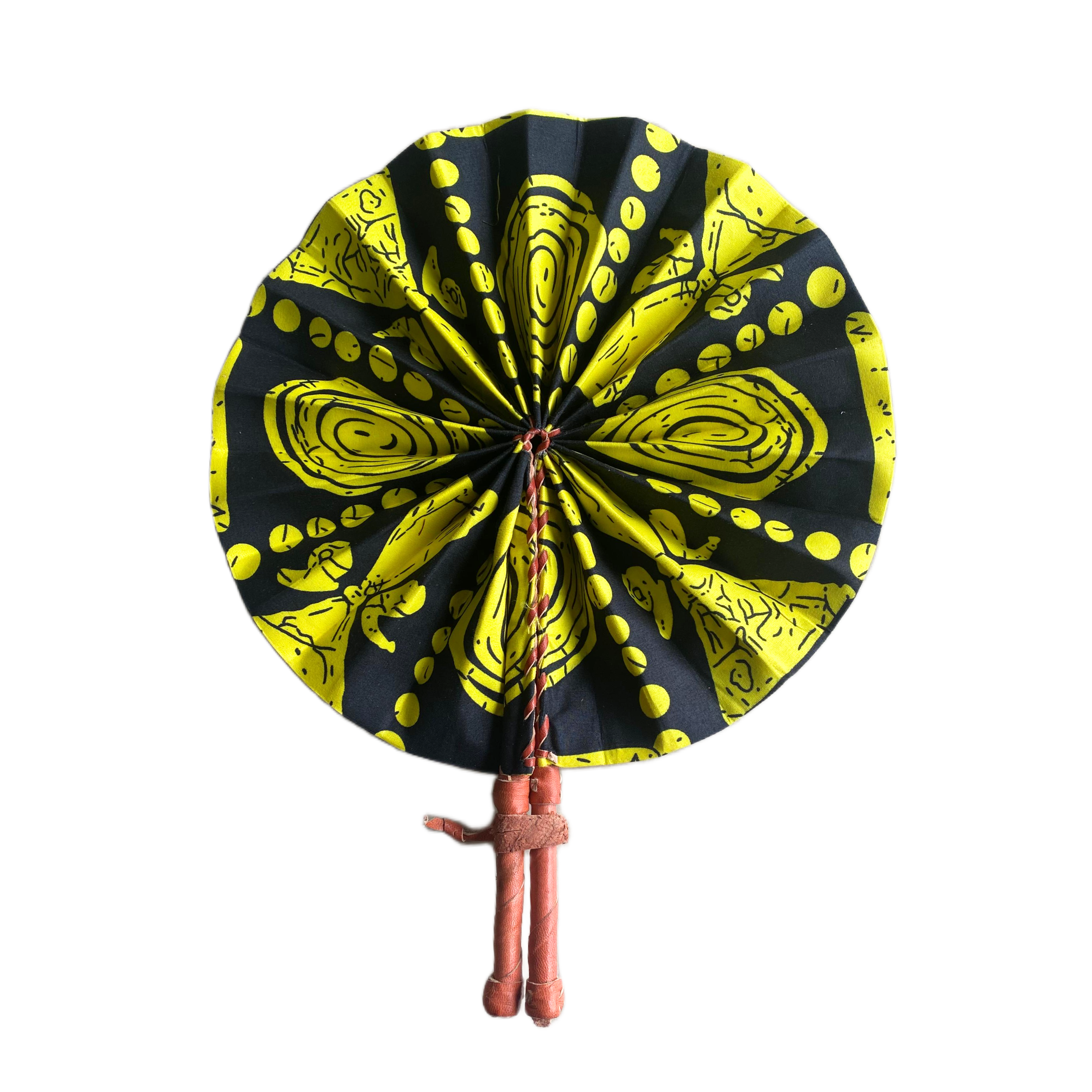 Fold Up African Leather Fan (Fan 17)