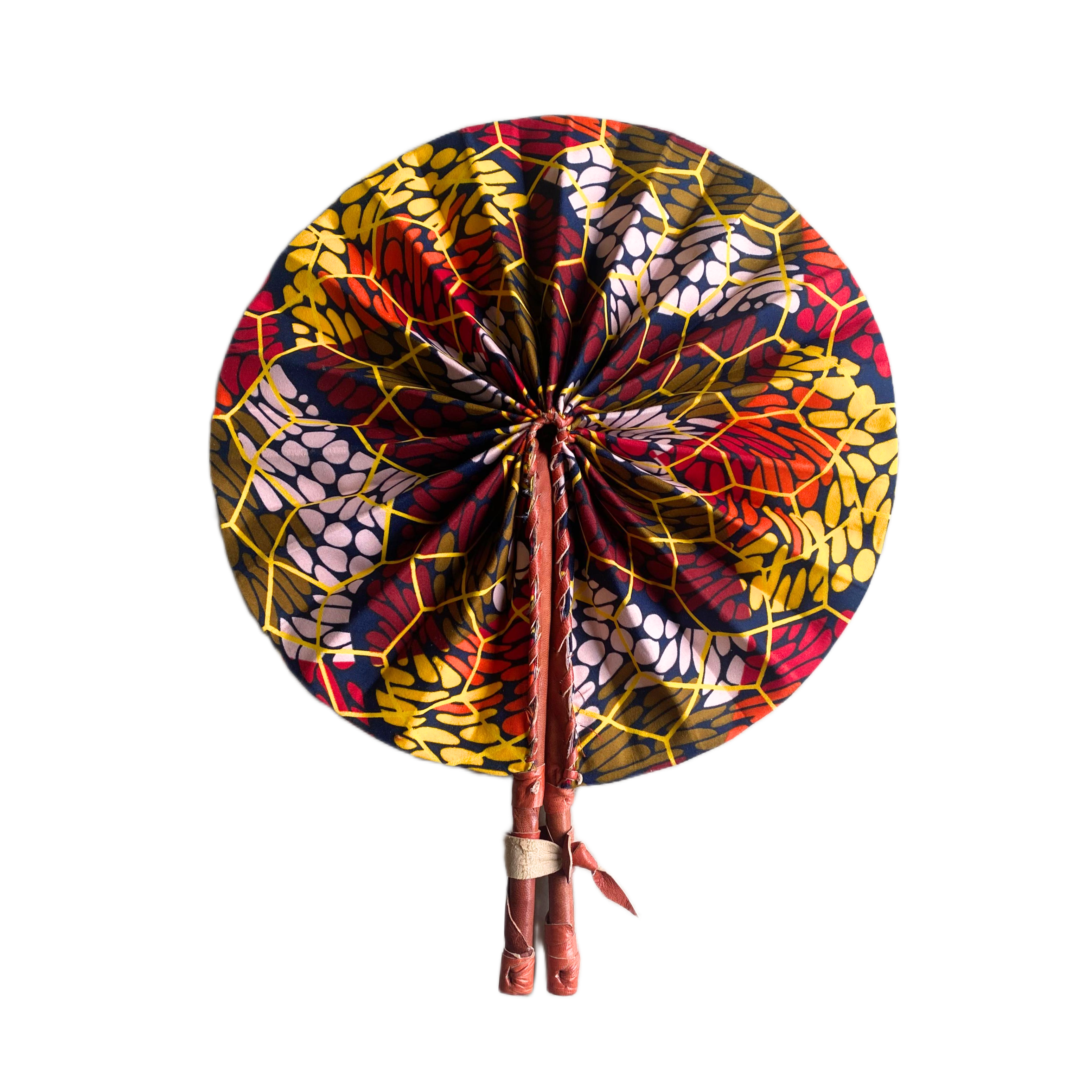 Fold Up African Leather Fan (Fan 18)