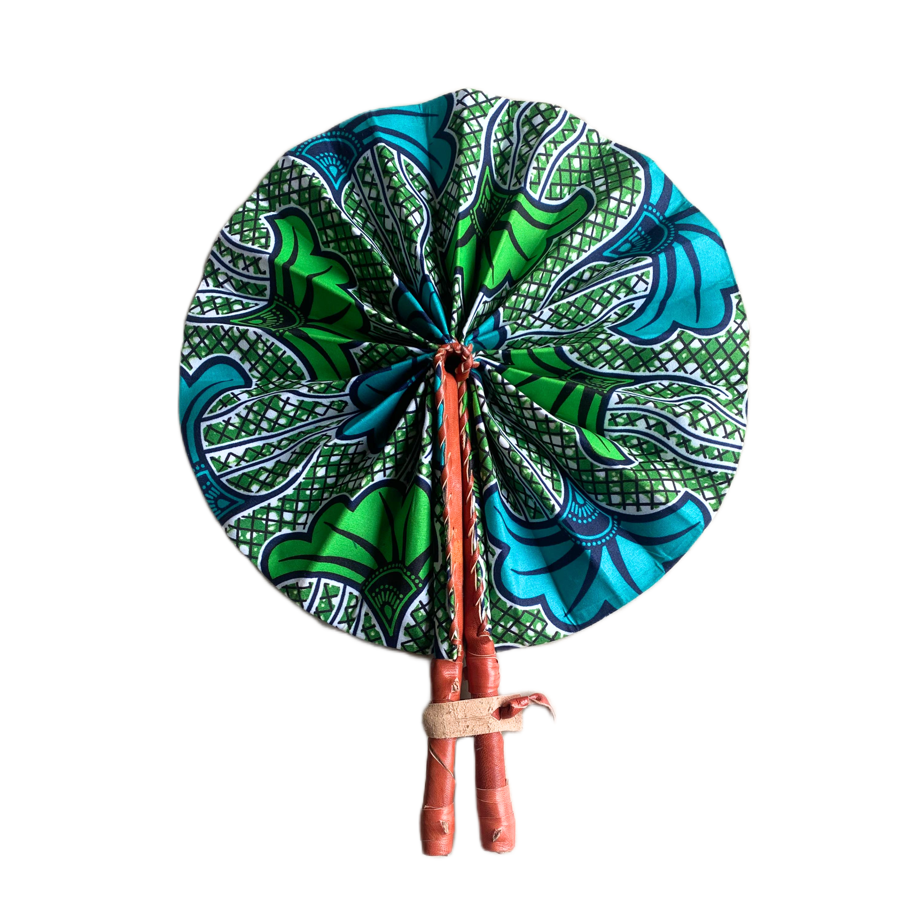 Fold Up African Leather Fan (Fan 19)