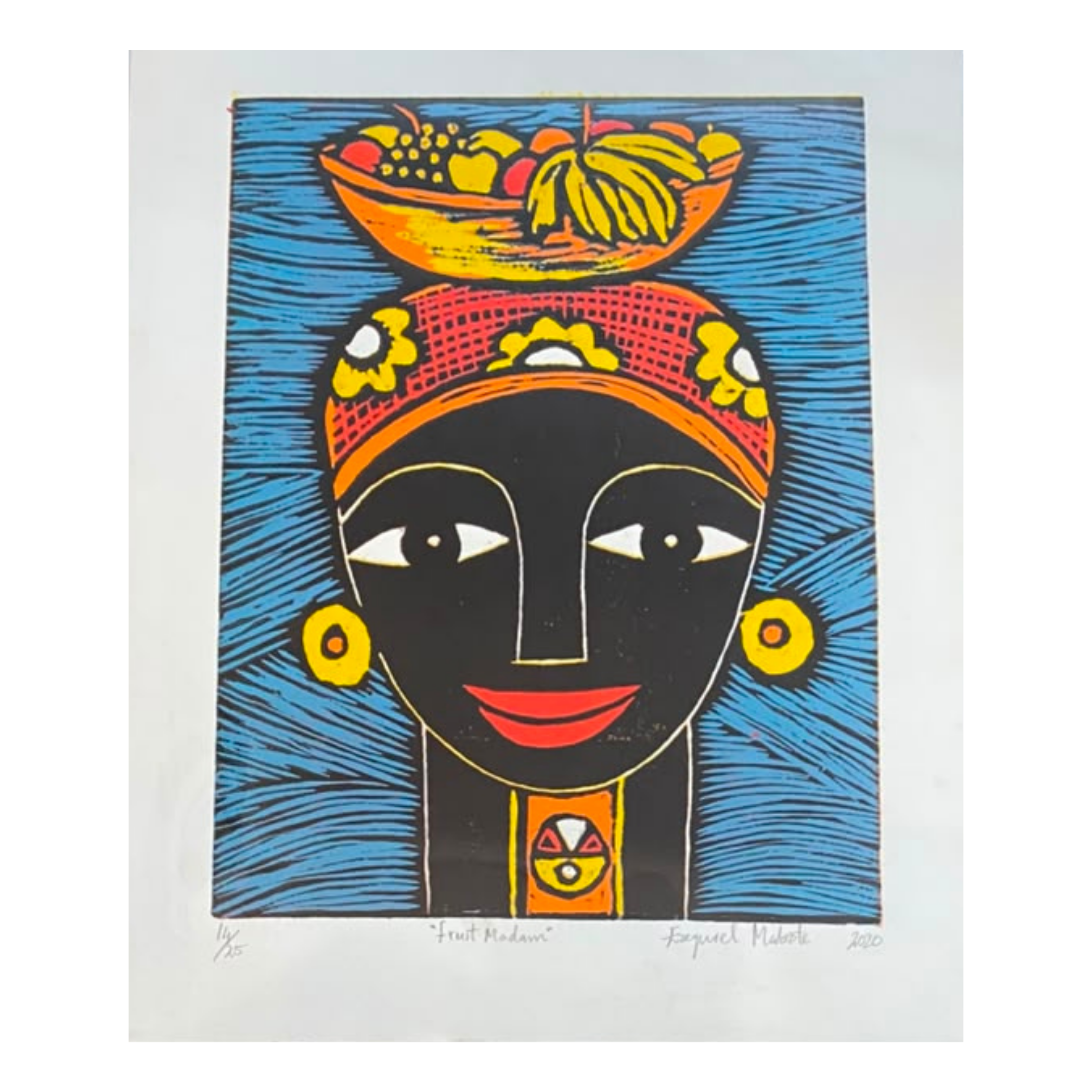 Mabote Art Woodprint Painting - Fruit Madam
