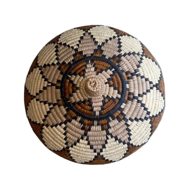 Small Hand Woven Diamonds Zulu Baskets - GIzile (Brown & Beige)