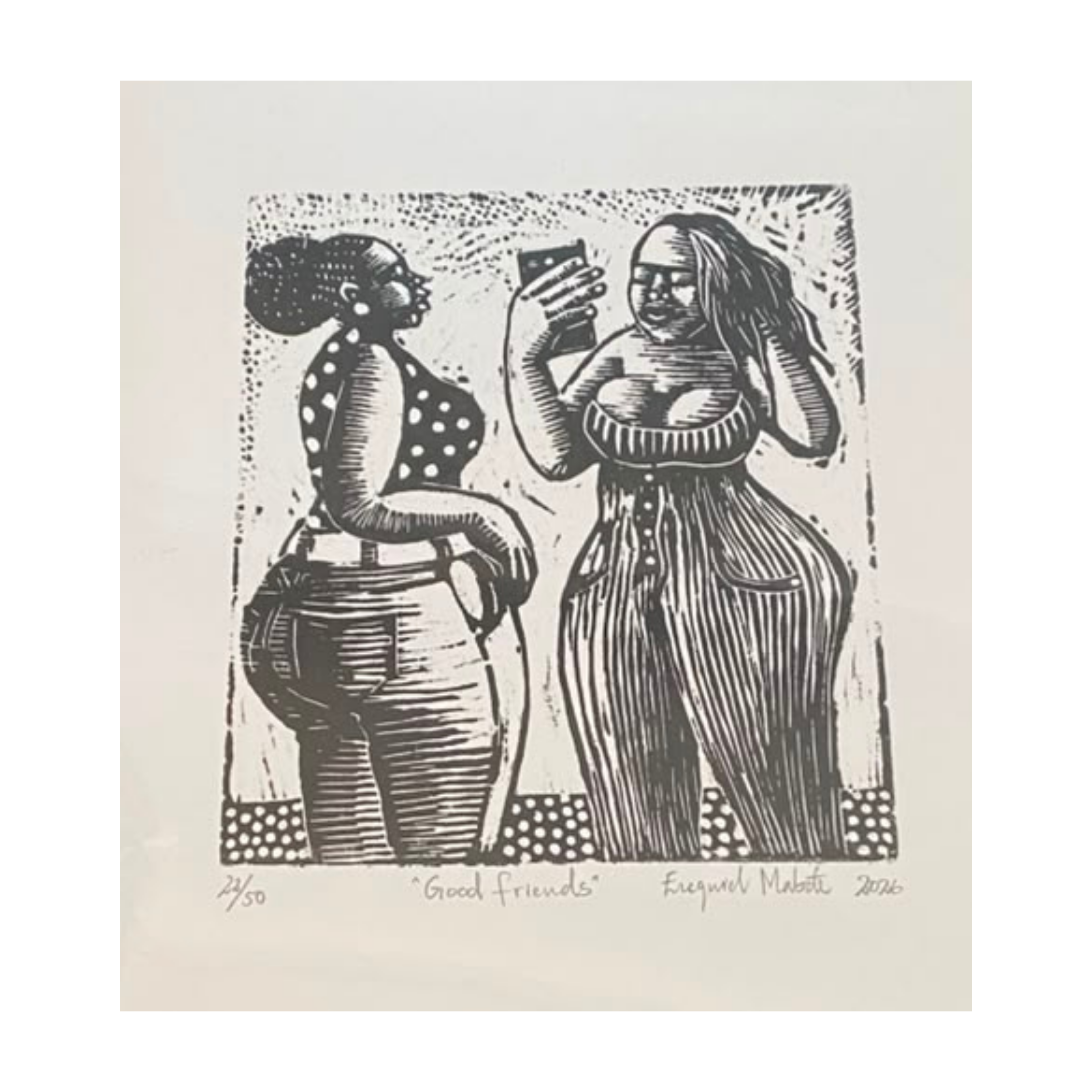 Mabote Art Woodprint Painting - Good Friends
