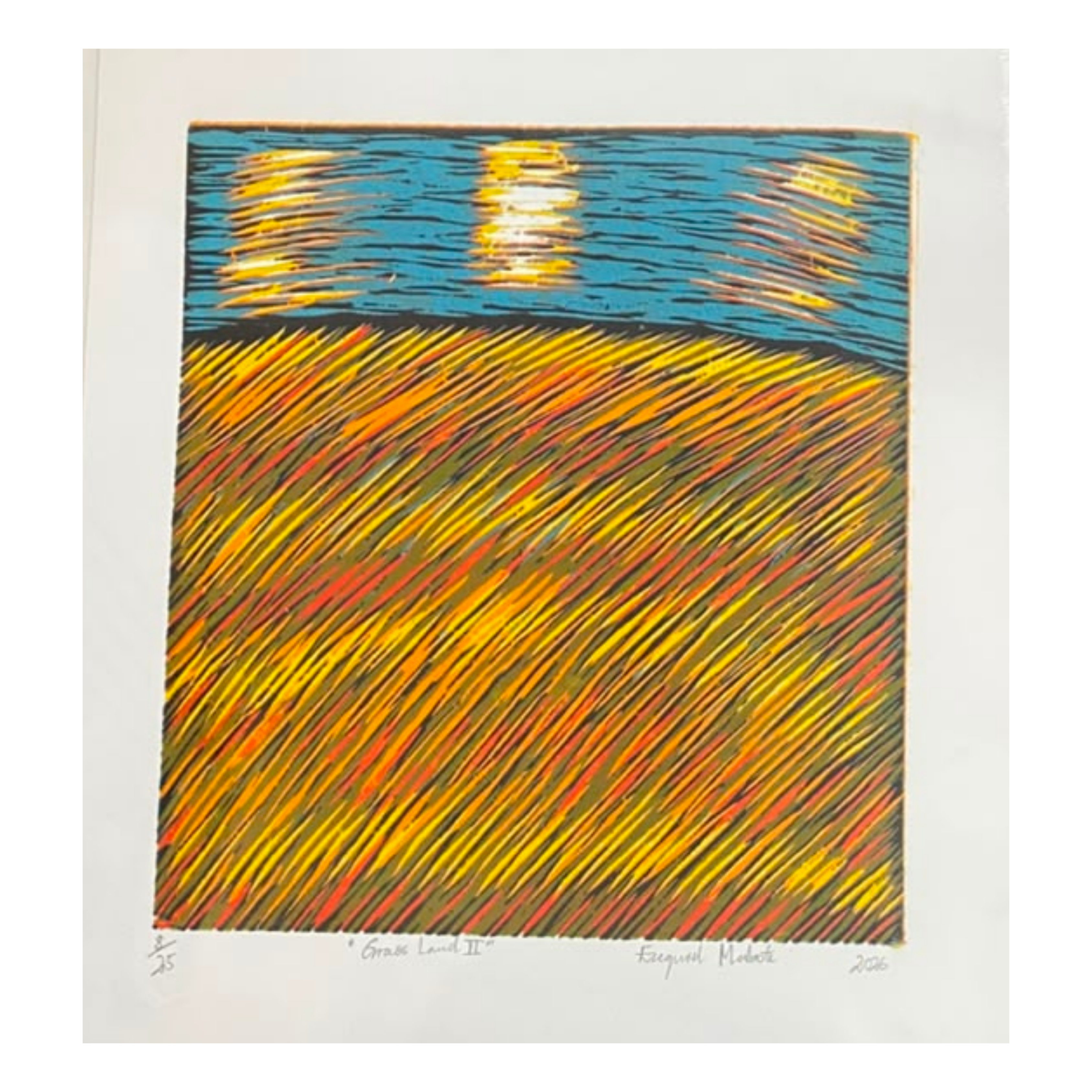 Mabote Art Woodprint Painting - Grass Land