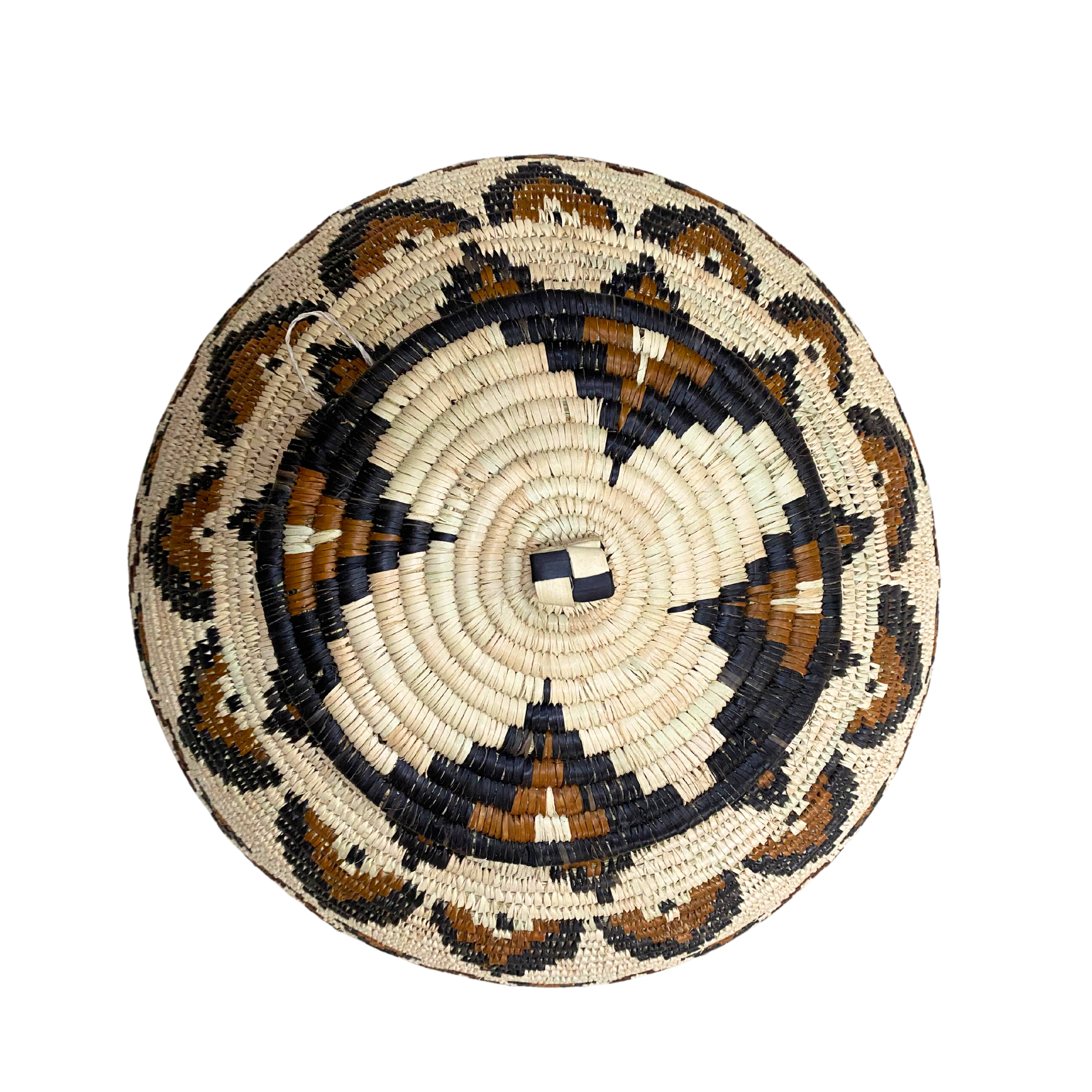 Hand-Woven Zig-Zag Half Diamonds Basket - Hleziph (Cream, Black & Brown)