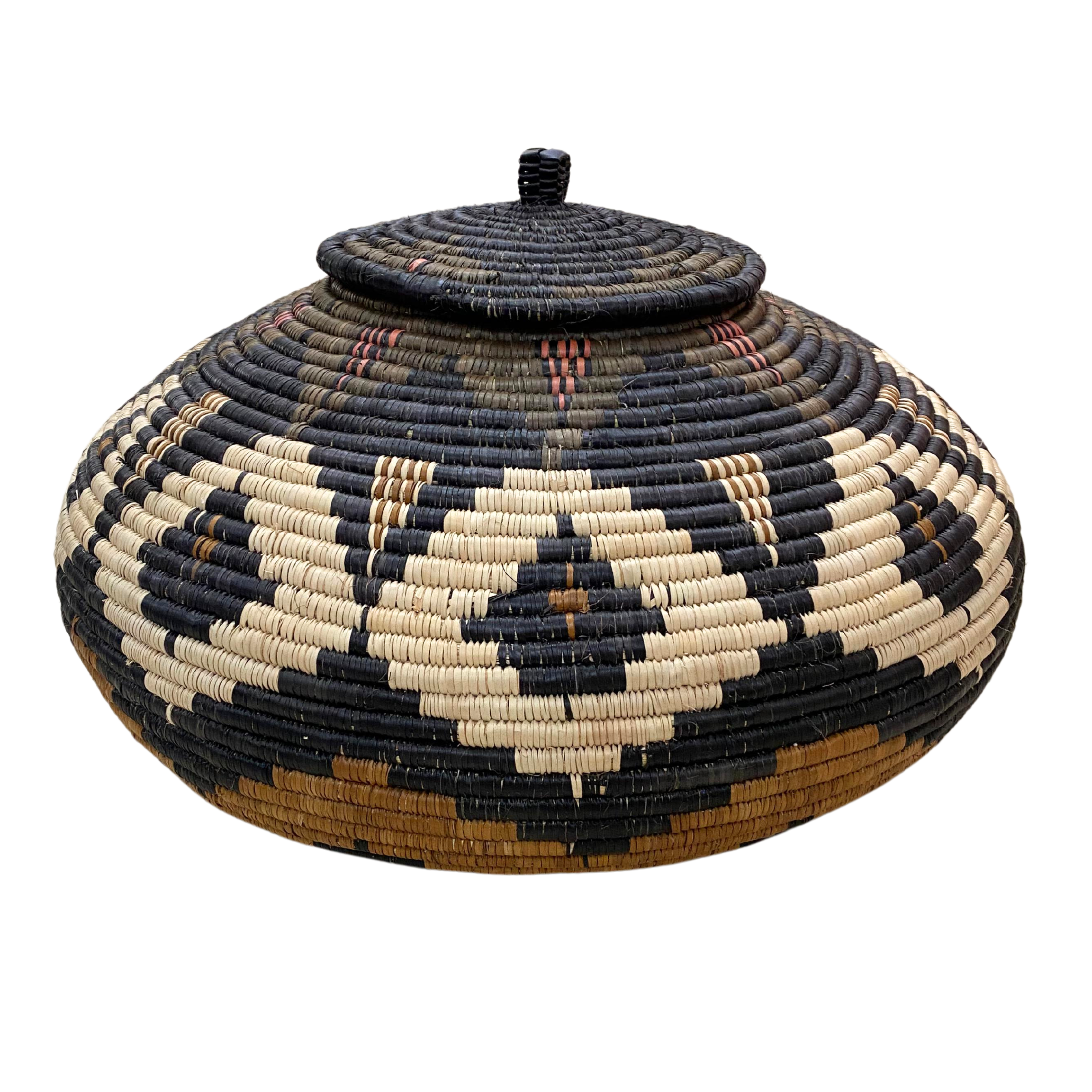 Hand Weaved Marriage Basket (Cream, Black, Dark Brown & Red)