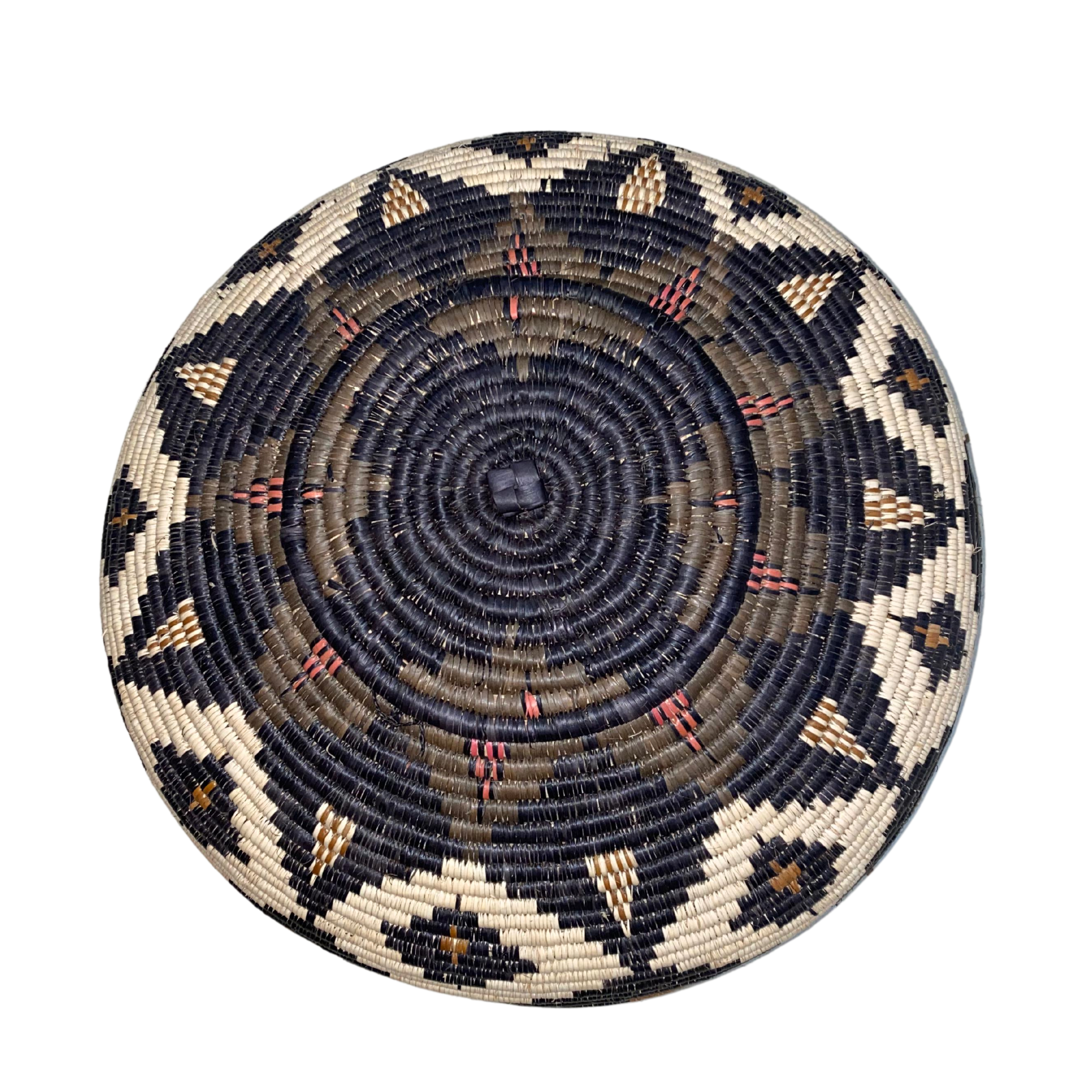 Hand Weaved Marriage Basket (Cream, Black, Dark Brown & Red)