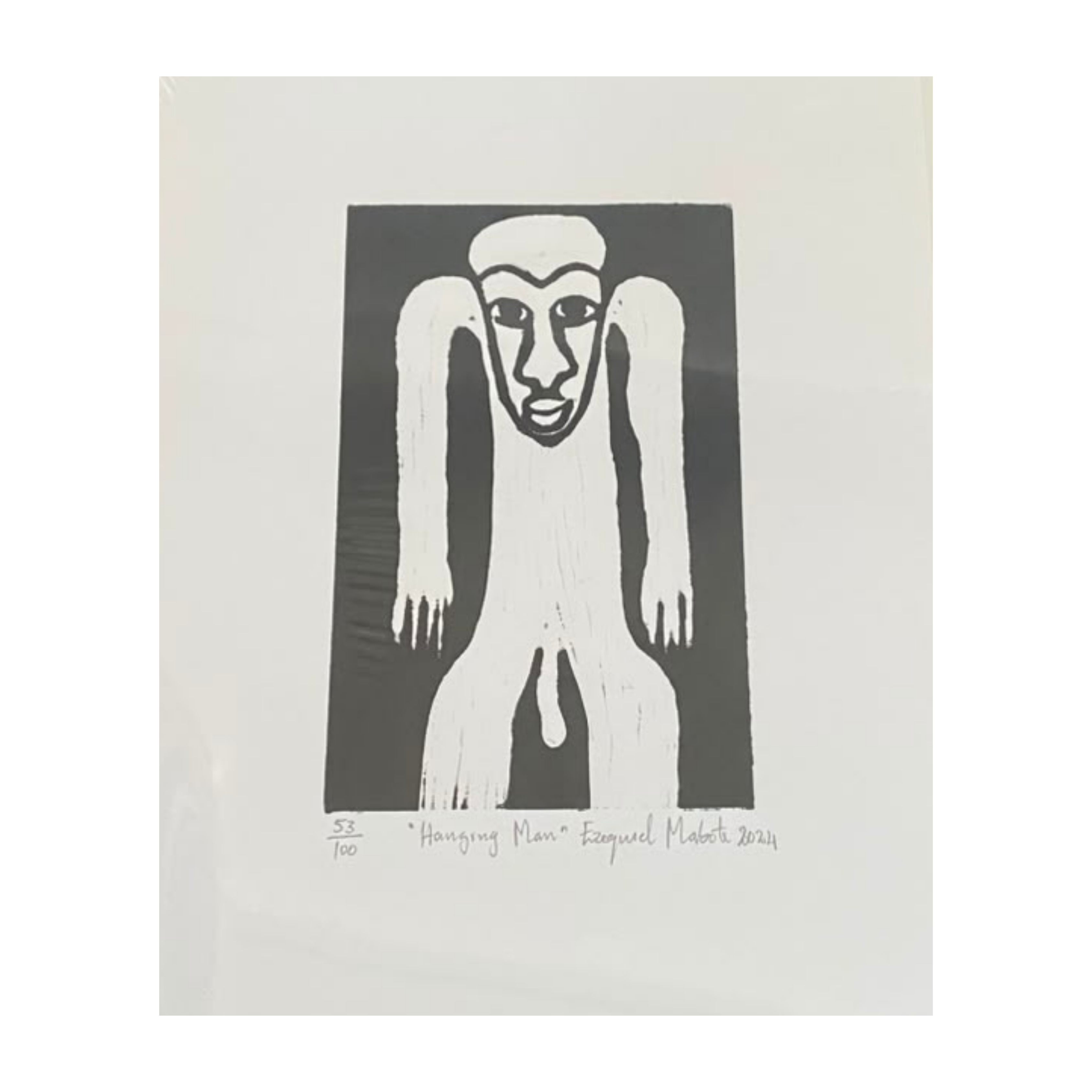 Mabote Art Woodprint Painting - Hanging Man