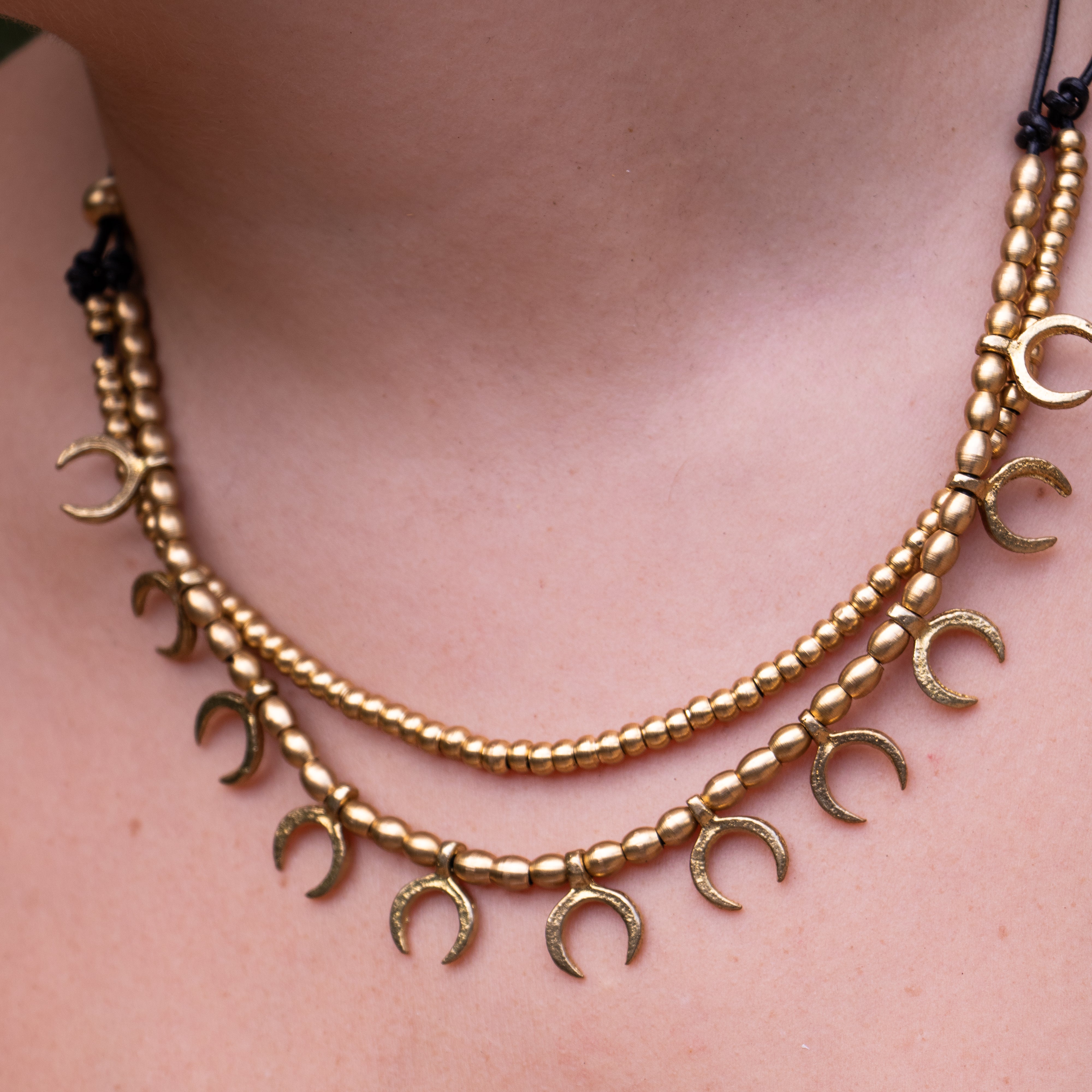 Miah Brass Moon Necklace