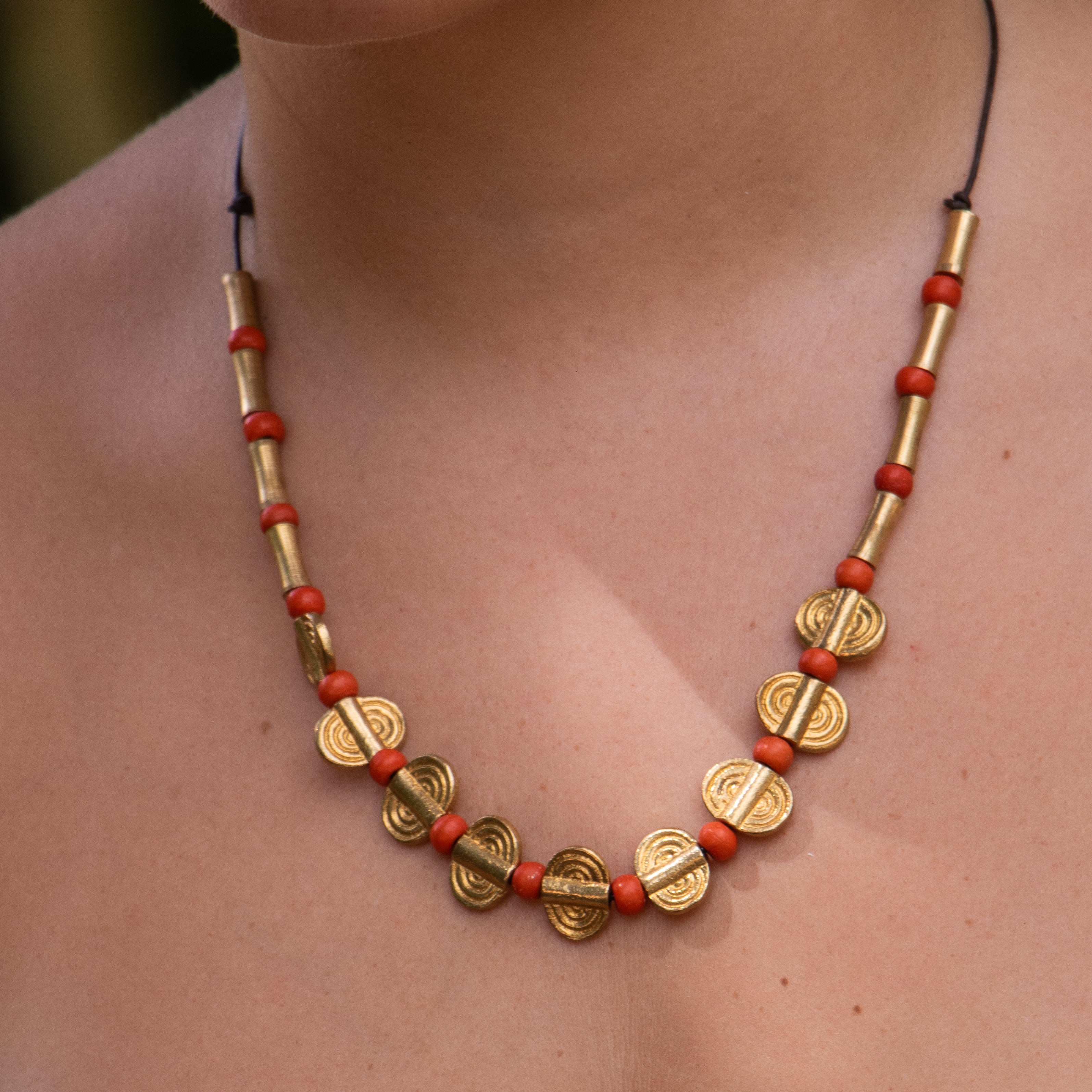 Dolche Brass Gold & Orange Necklace