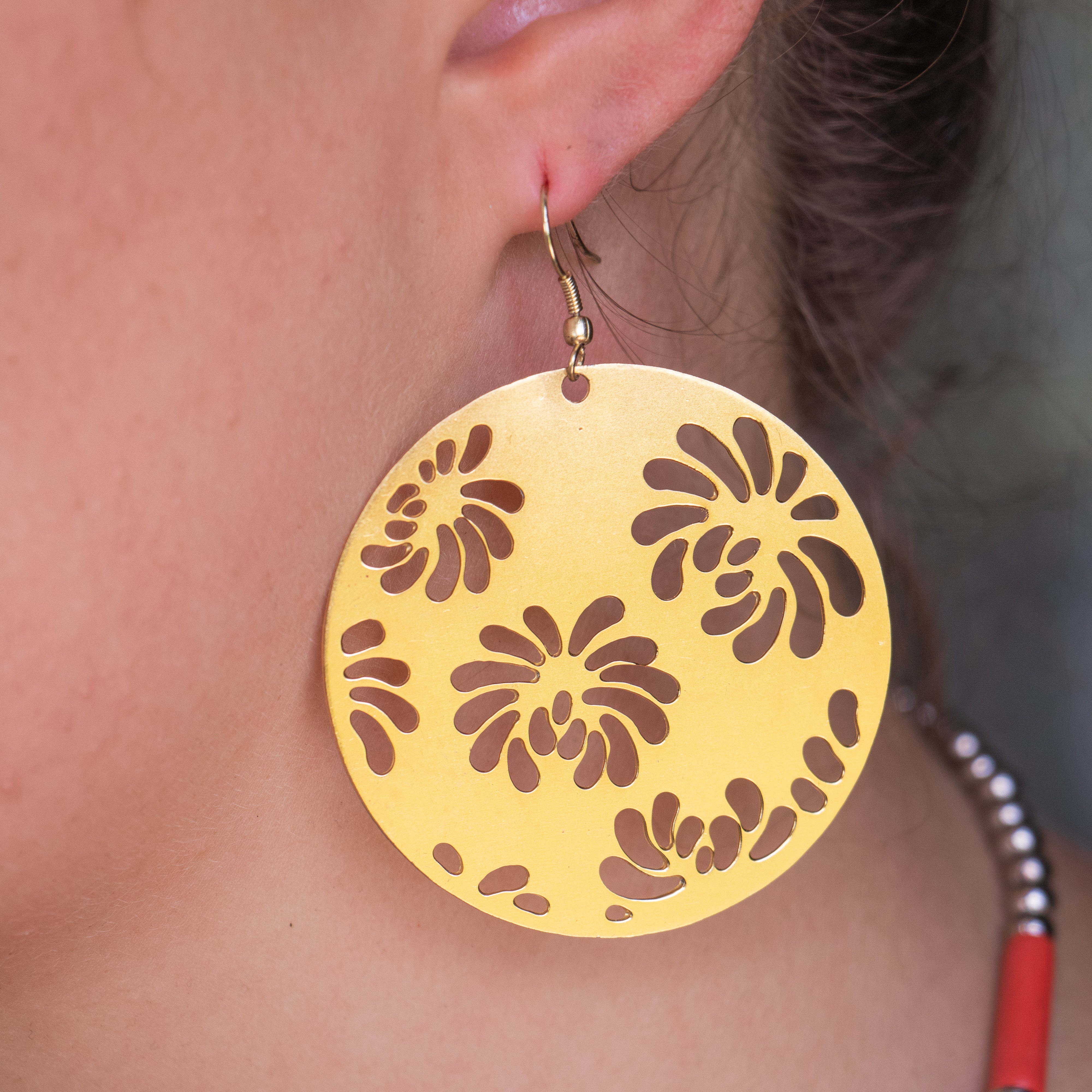 Nokubonga - Brass Dandelion Earring